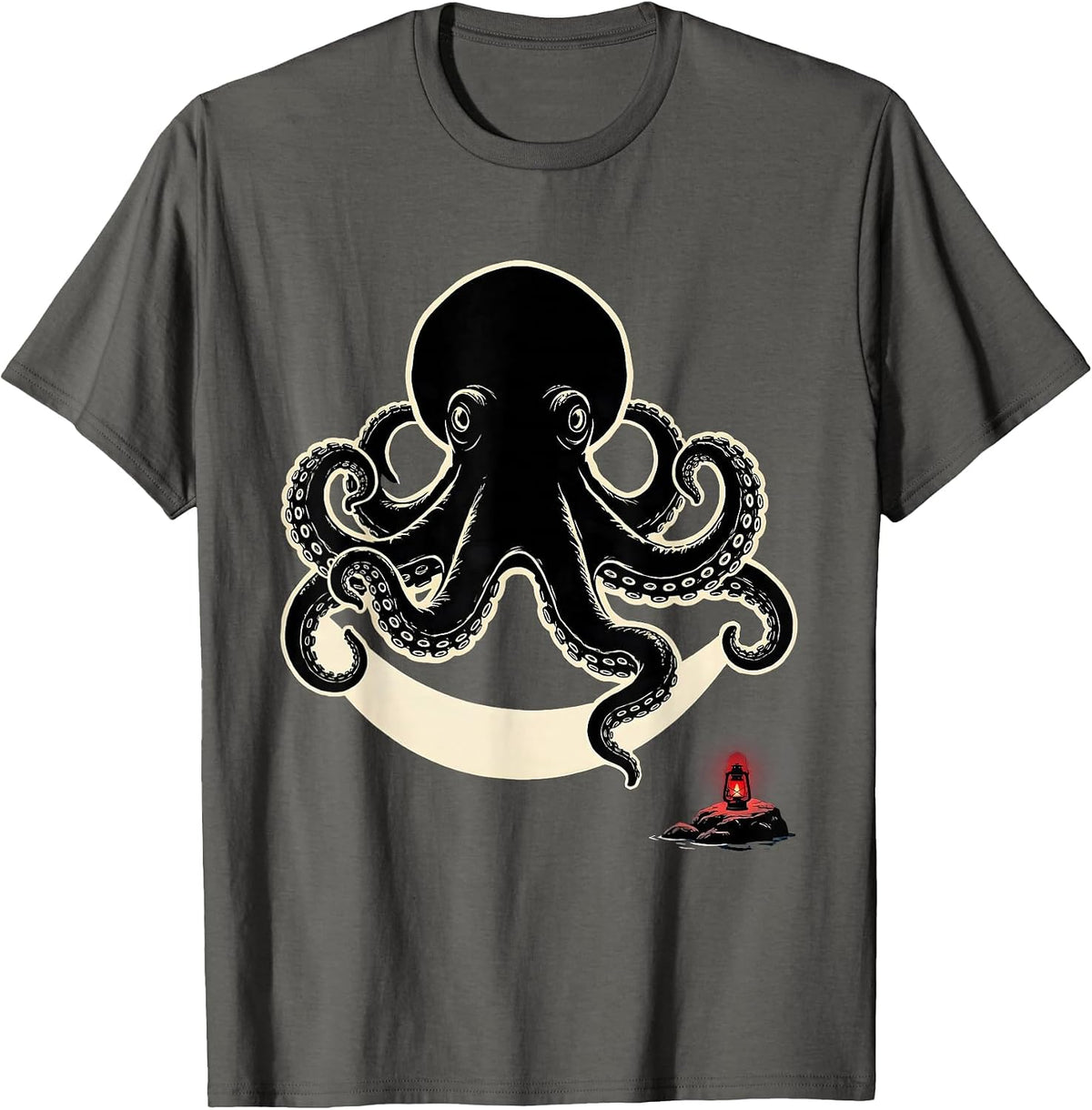 Kraken Sea Monster Vintage Octopus Lover T-Shirt - Asphalt Grey