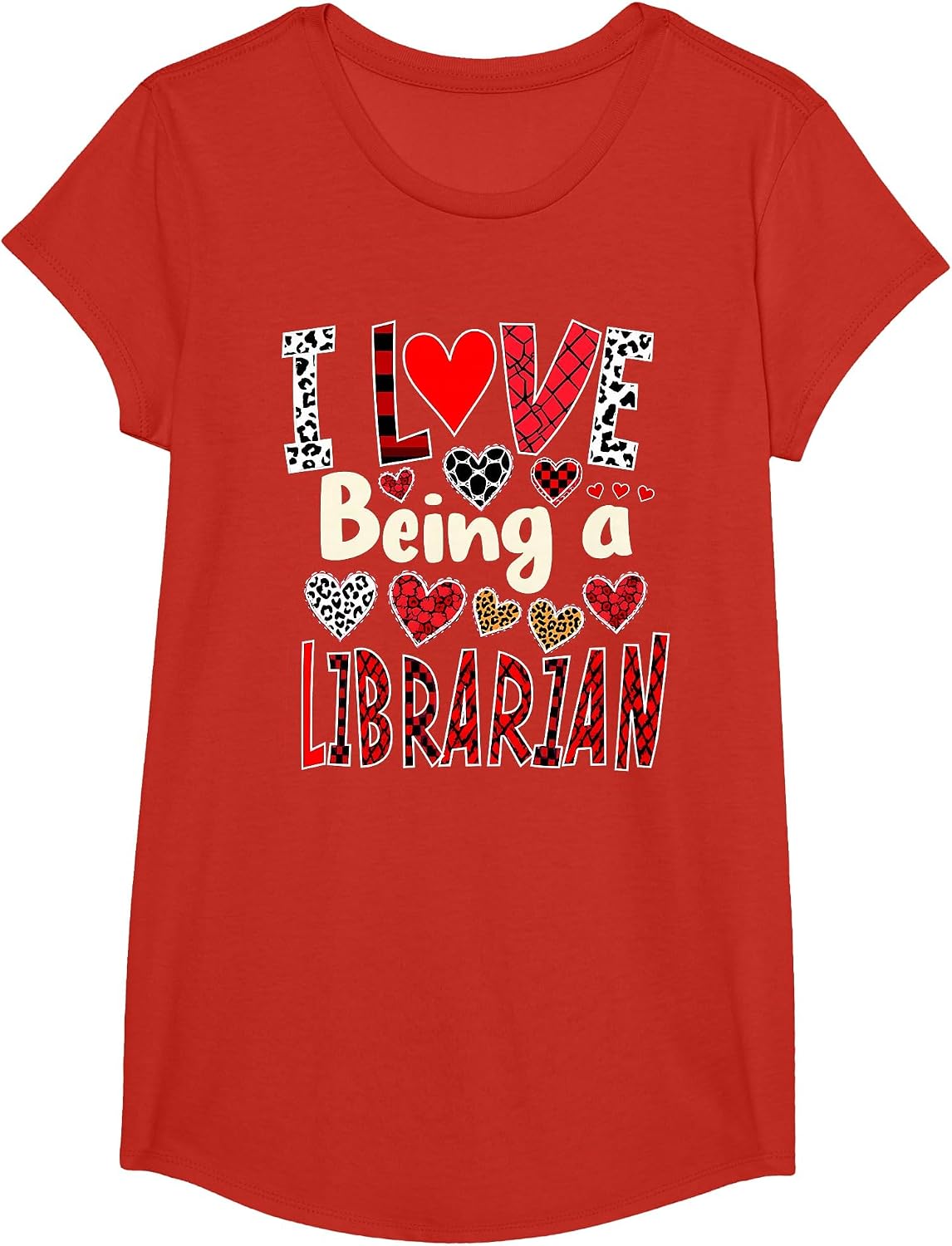 Funny I Love Being a Librarian Valentine's Day T-Shirt - Girls Red