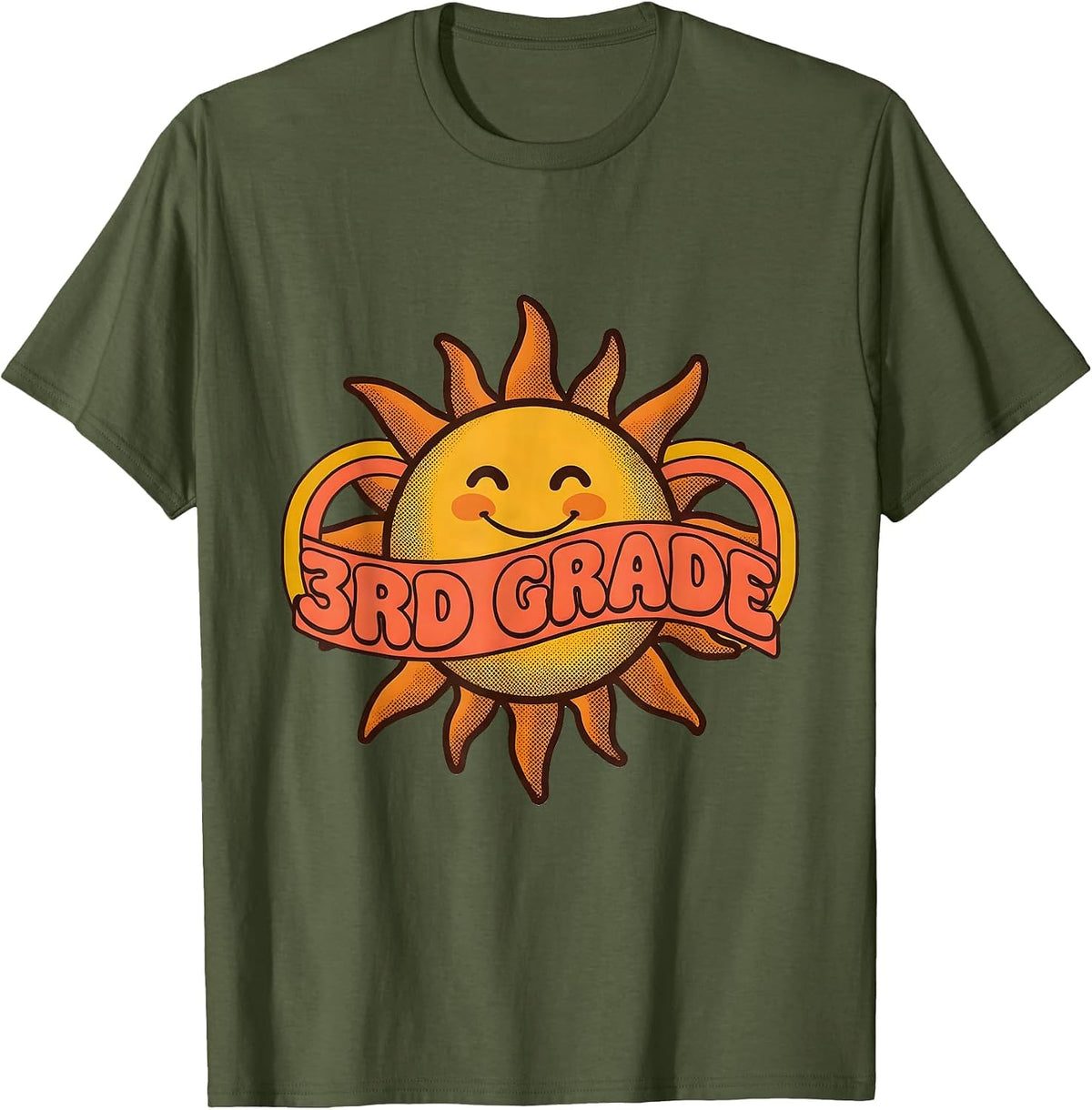 Groovy 3rd Grade Back To School First Day of Third Grade T-Shirt - Olive Green