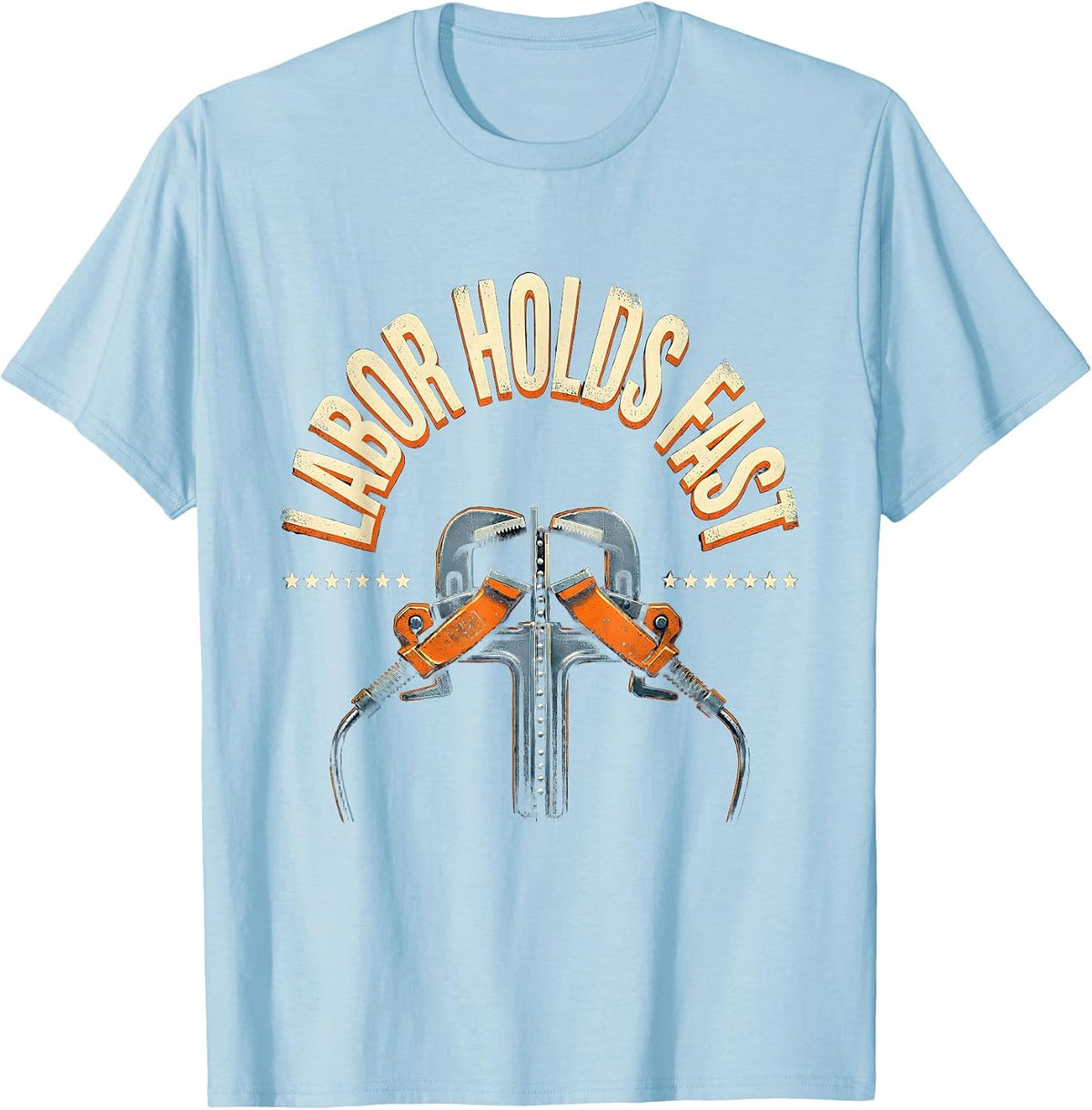 Men's Labor Holds Fast Heavy Condensed Union Worker Solidarity T-Shirt - Baby Blue