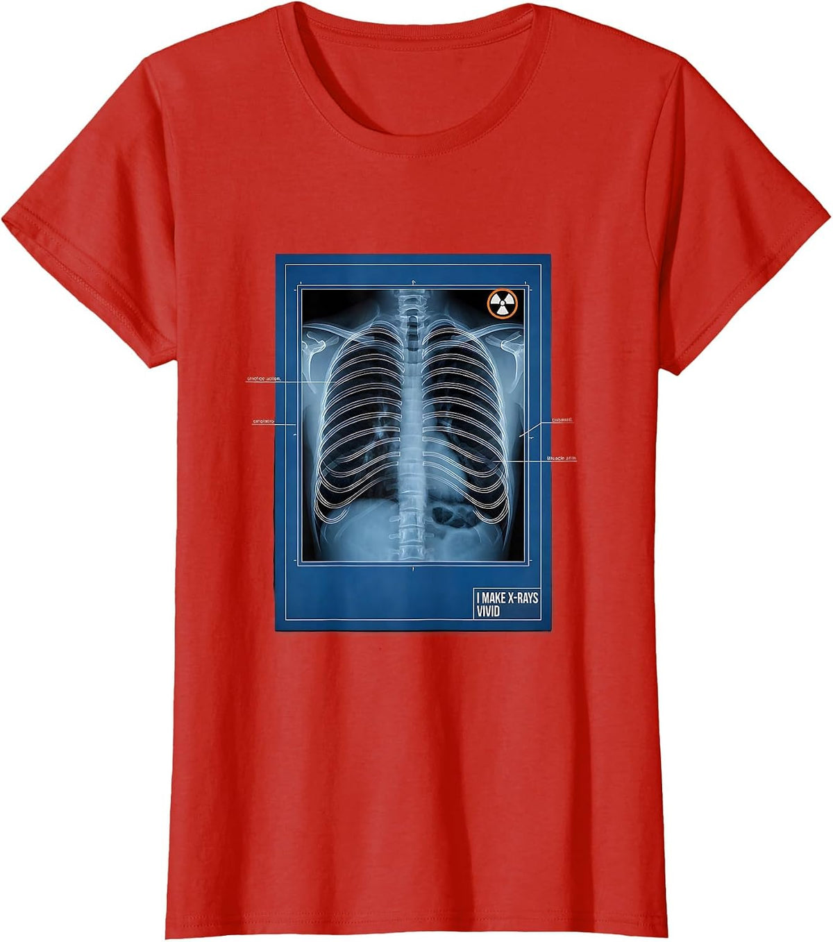 Women's I Make X-Rays Vivid Technical Blueprint Radiology Tech Rad T-Shirt - Red