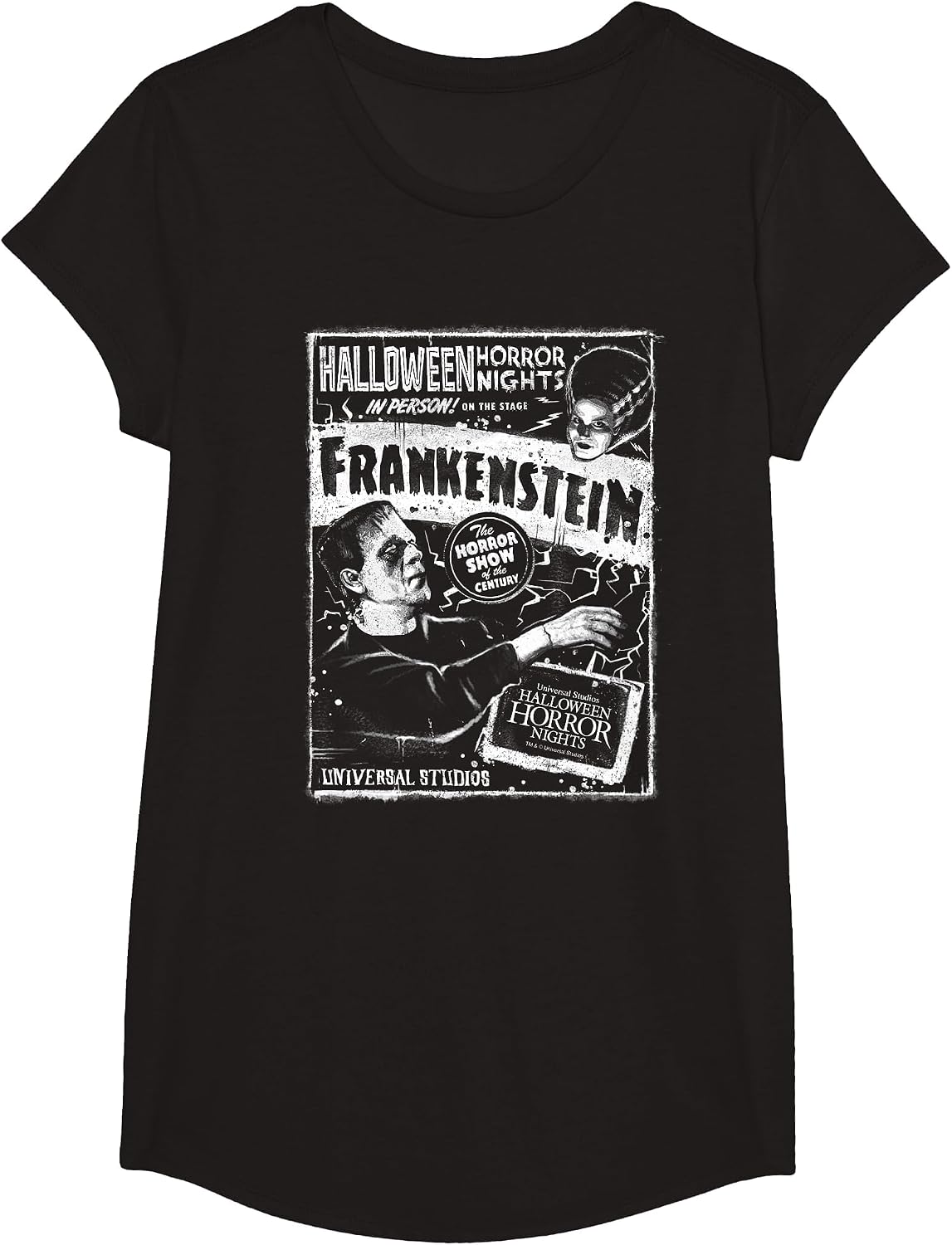 Halloween Horror Nights Frankenstein & Bride of Frankenstein T-Shirt - Girls Black