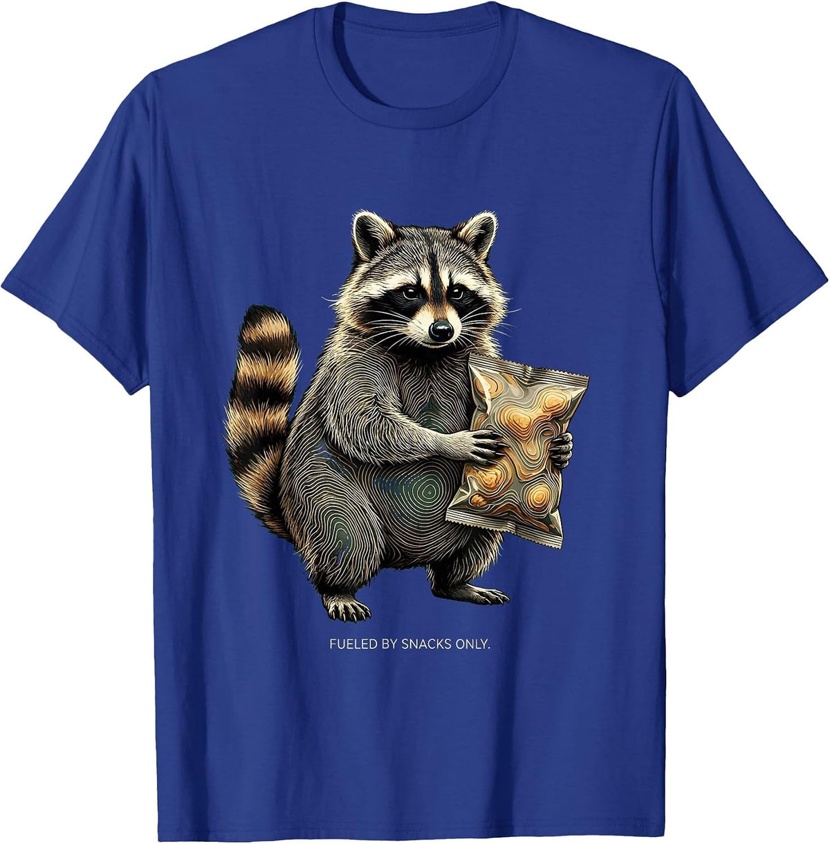 Fueled By Snacks Only Raccoon Design T-Shirt - Royal Blue