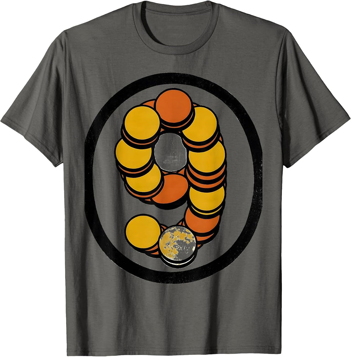 Nine Planets Poster-Style Pluto Demotion Humor T-Shirt - Asphalt Grey