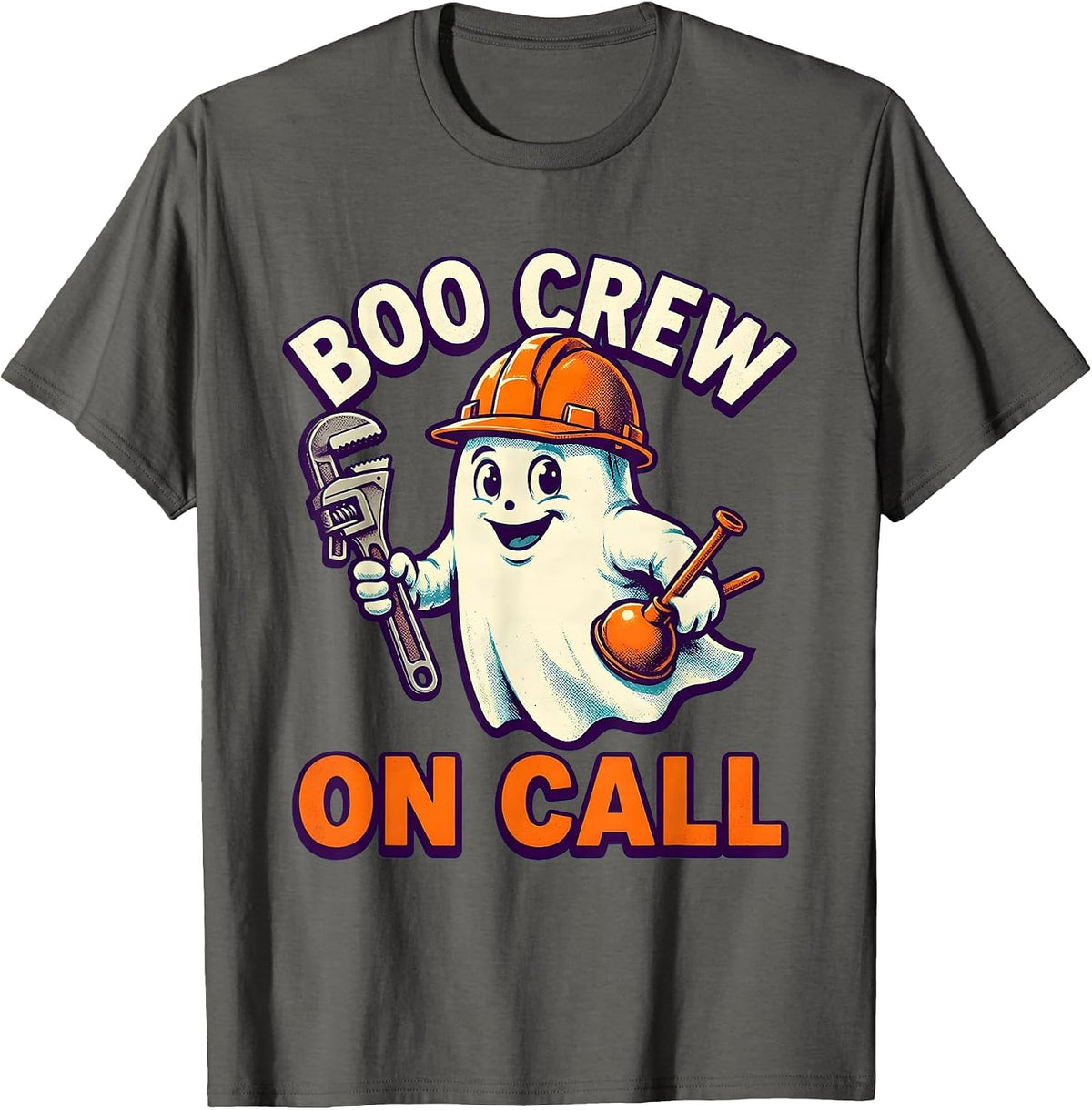 Boo Crew On Call Plumber Halloween Design T-Shirt - Asphalt Grey