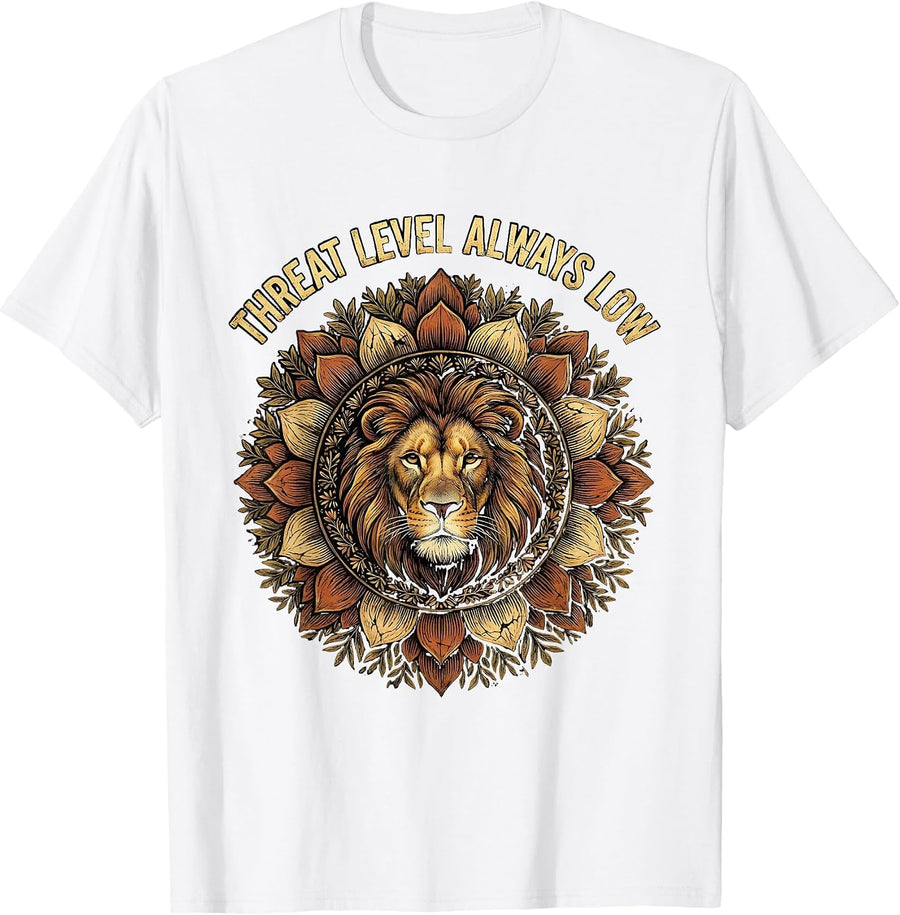 Men's Threat Level Always Low Security Design T-Shirt - White