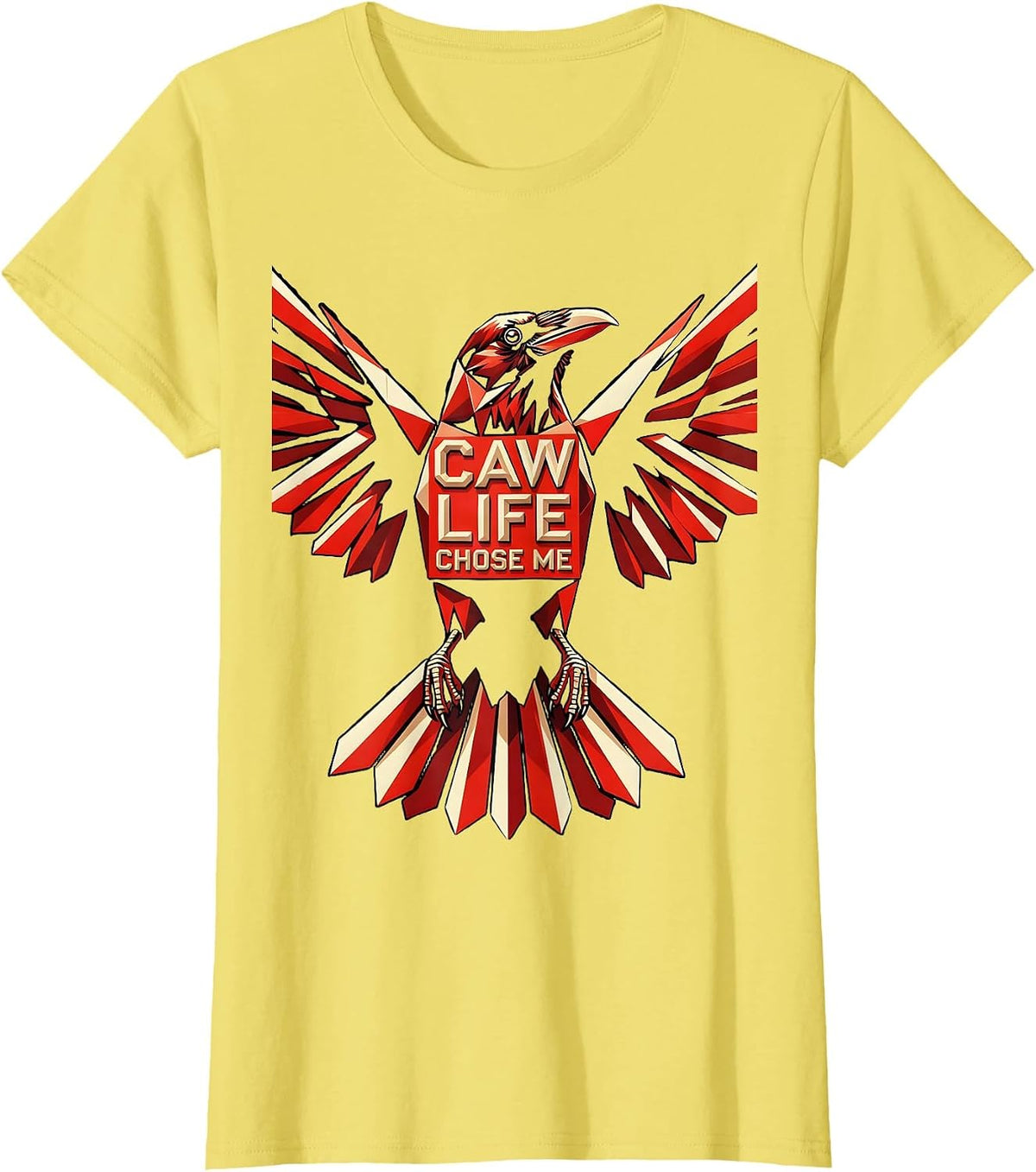 Caw Life Chose Me Funny Crow Design T-Shirt - Lemon Yellow