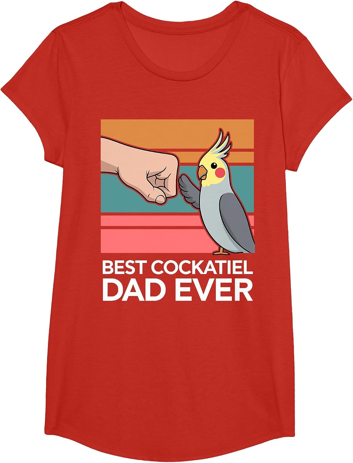 Cockatiel Art for Men Father Cockatoo Bird Cockatiel Lover T-Shirt - Girls Red