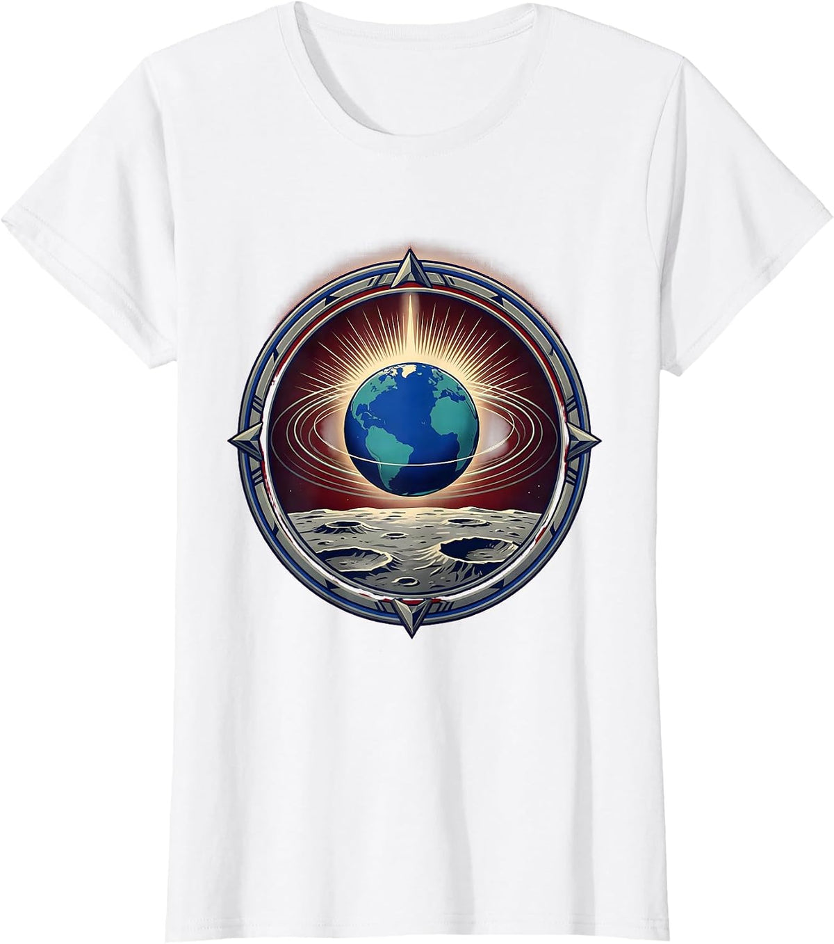Earthrise Lunar Surface Space Illustration T-Shirt - White