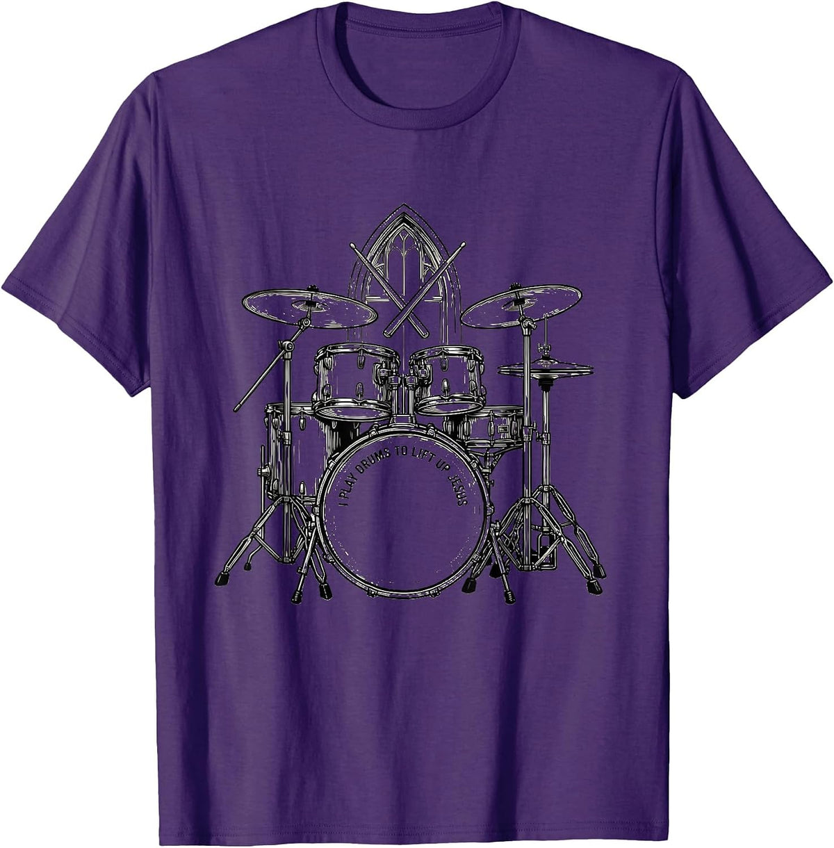 I Play Drums To Lift Up Jesus Christian Drummer Worship Gift T-Shirt - Purple
