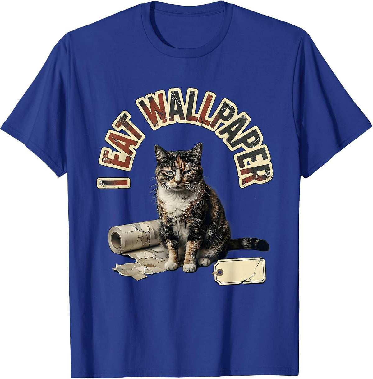 I Eat Wallpaper Funny Cat Meme Bootleg Graphic Gen-Z T-Shirt - Royal Blue