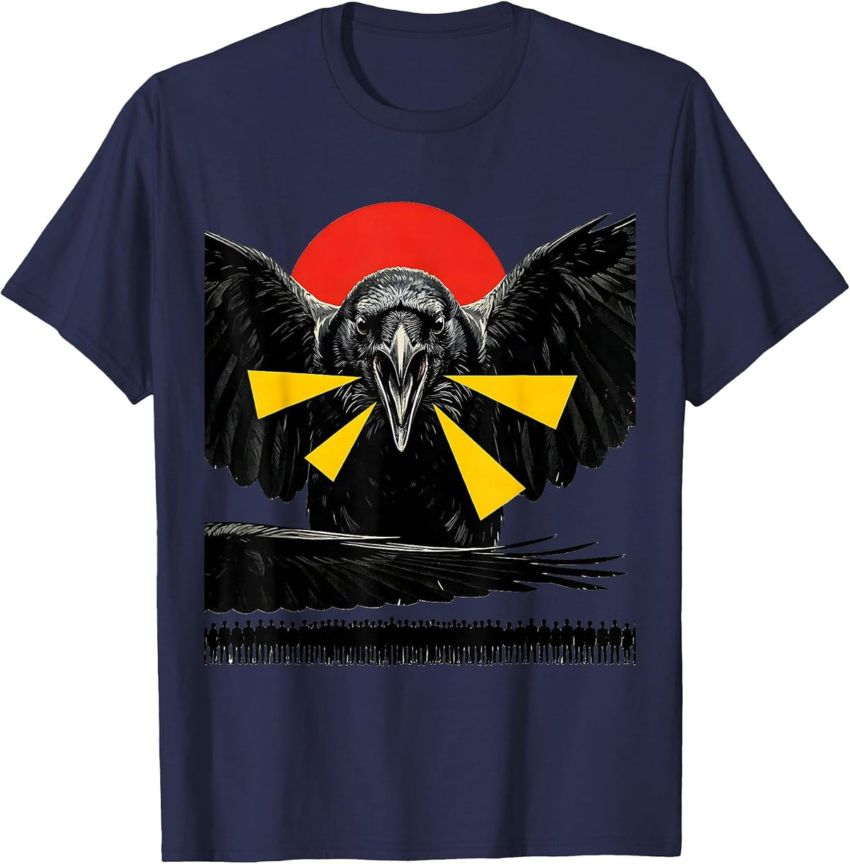 Men's Black Crow Pop Art Gothic Humor Dark Humor Gift T-Shirt - Navy Blue