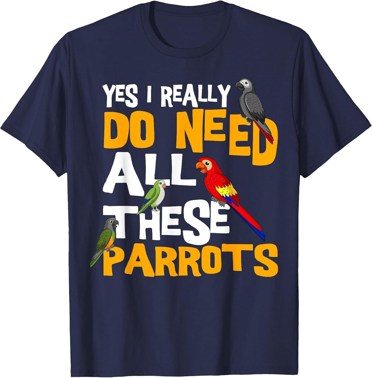 Parrot Parakeet Cockatoo Bird African Grey Tiel Quarrion T-Shirt - Navy Blue