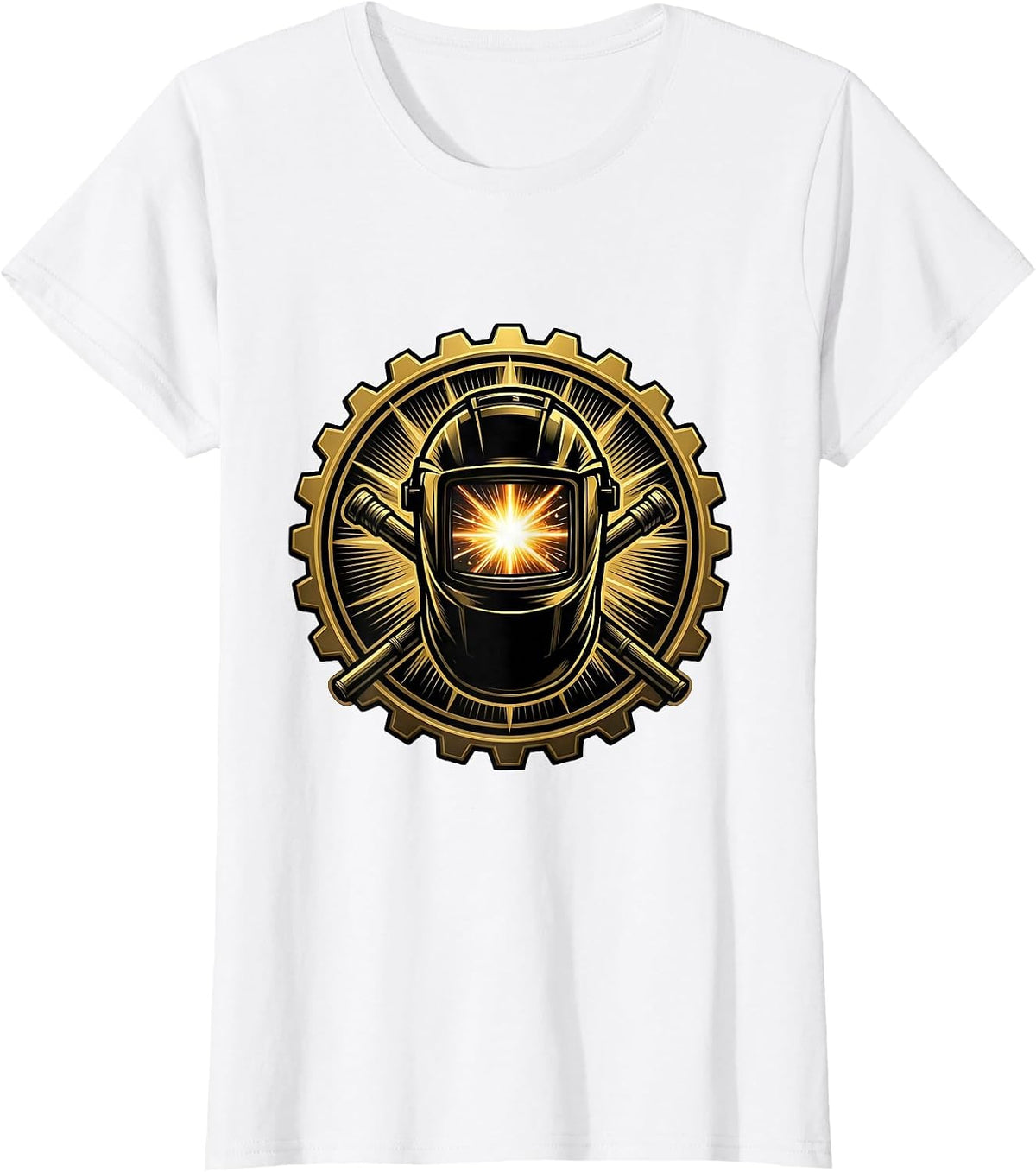 Welder Arc Flash Masked Face Graphic T-Shirt - White