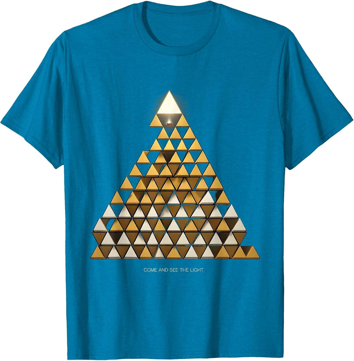 Come And See The Light Geometric Christian Christmas T-Shirt - Sapphire Blue