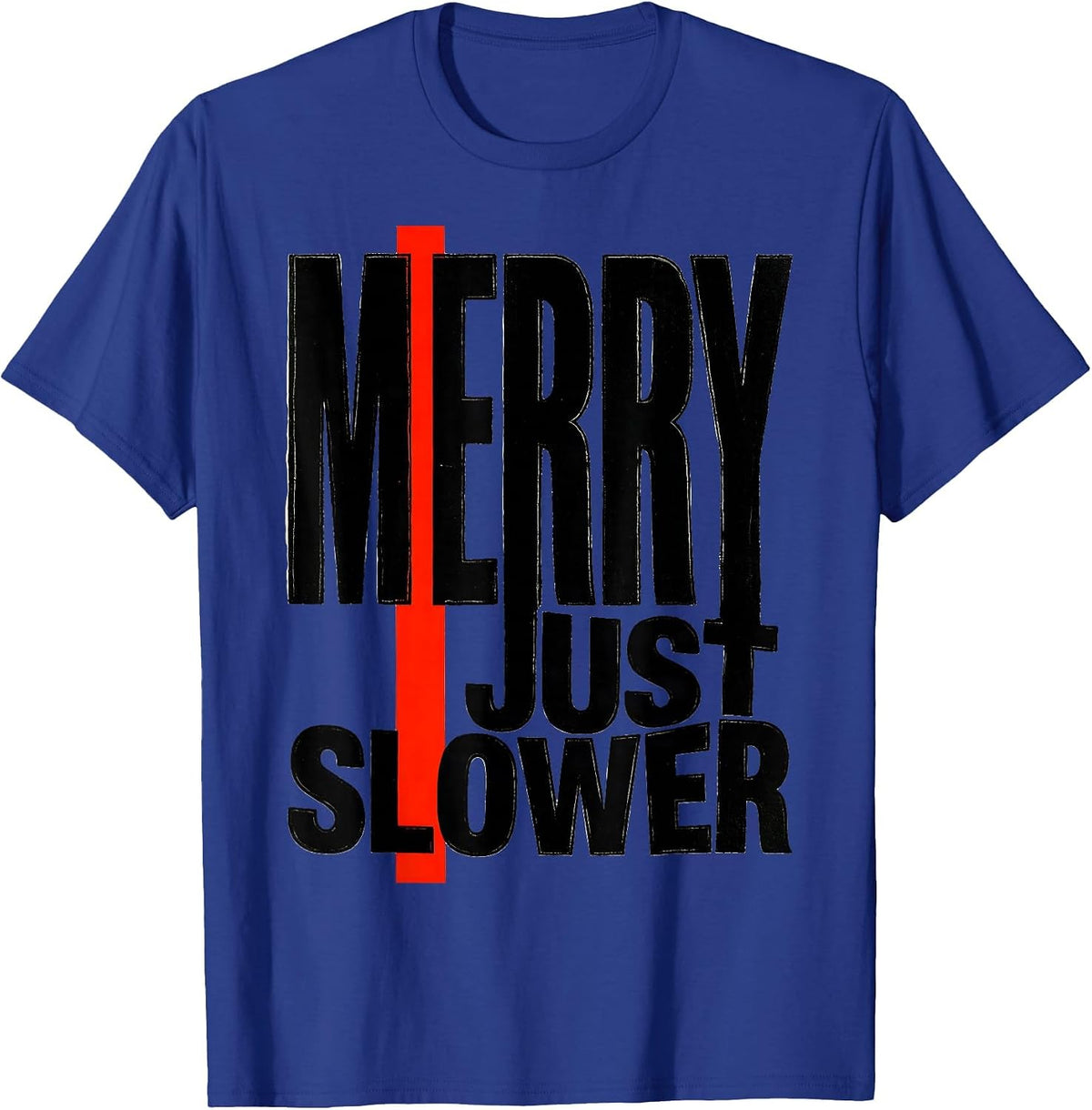 Men's Merry, Just Slower Funny Sloth Lover Christmas Ugly Sweater T-Shirt - Royal Blue