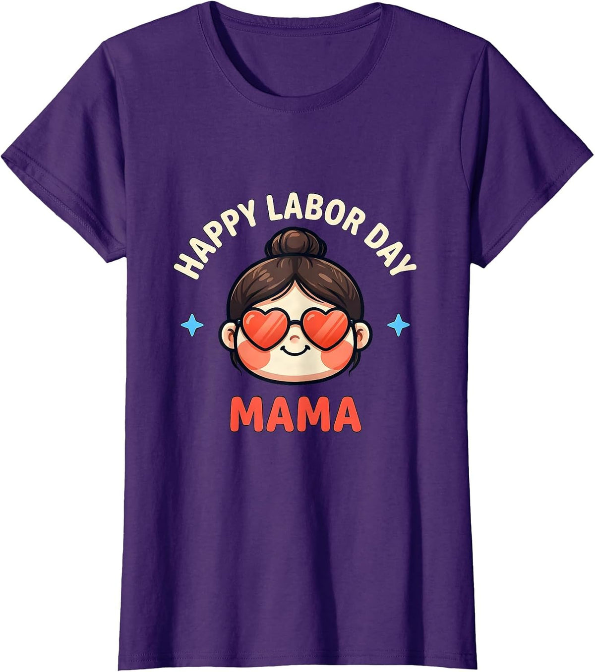 Women's Happy Labor Day Mama Cute Kawaii Patriotic Holiday T-Shirt - Purple