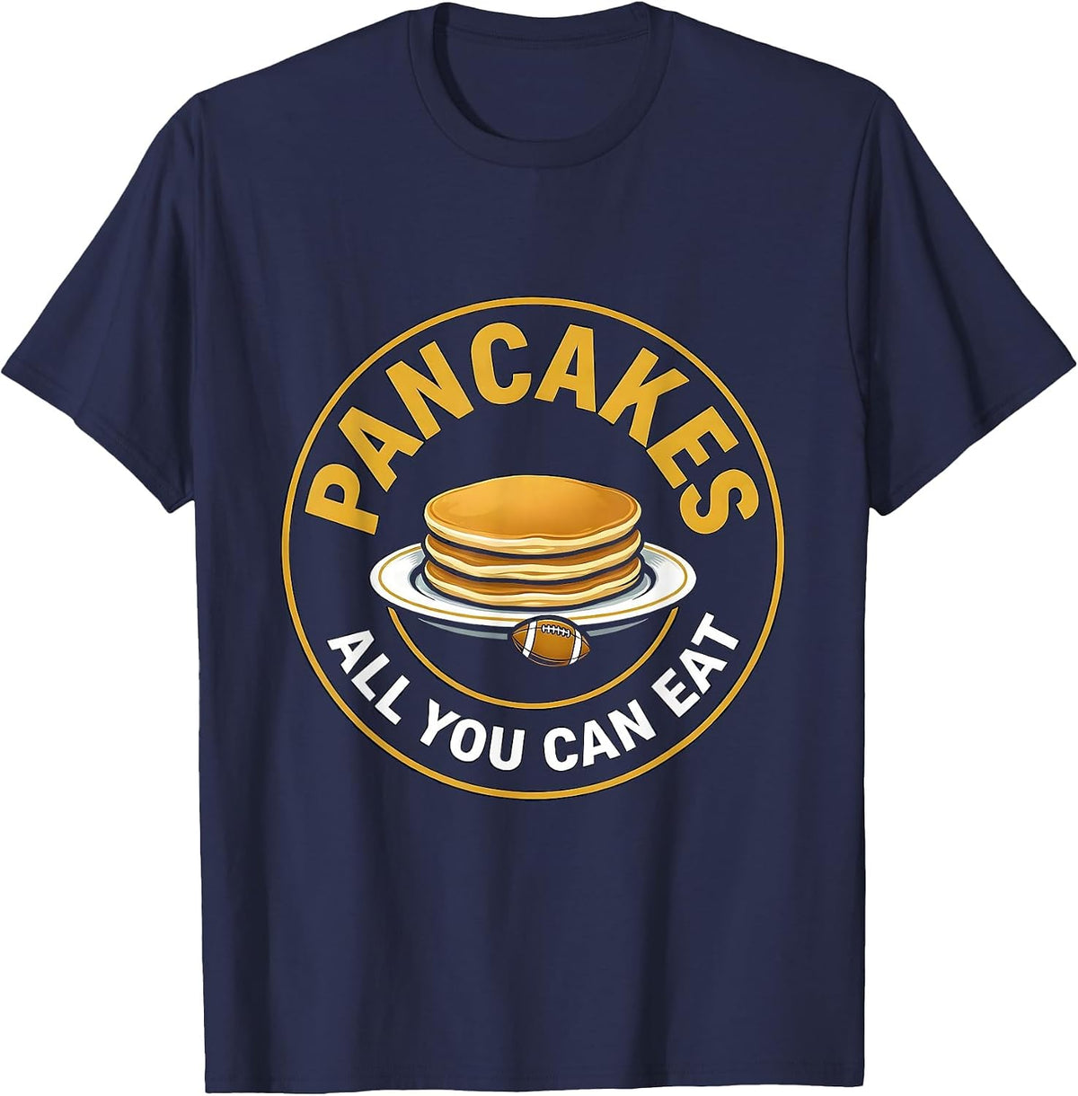 Pancakes All You Can Eat Funny Football Lineman Vintage T-Shirt - Navy Blue