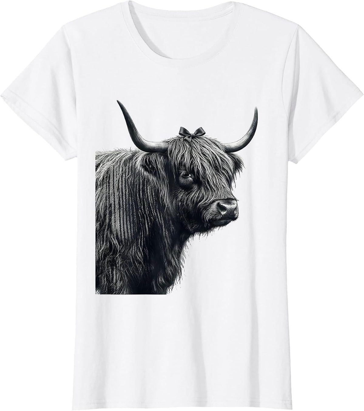 Highland Cow Silhouette Whimsical Holiday Pajama Humor T-Shirt - White