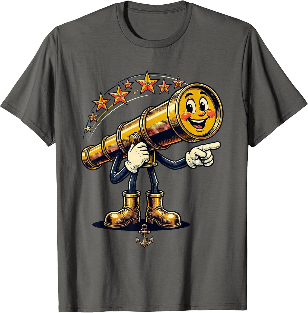 Men's Old Telescope Starry Horizon Navy Graphic T-Shirt - Asphalt Grey