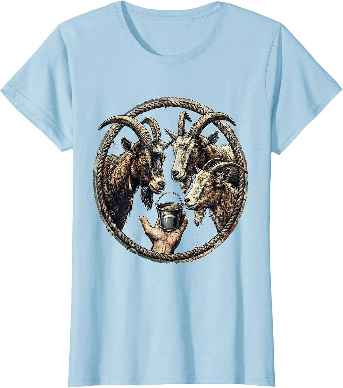 Women's Goat Keeper Distressed Farm Animal Humor T-Shirt - Baby Blue