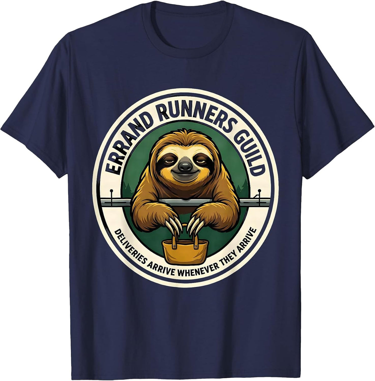 Men's Errand Runners Guild Sloth Lover Deadpan Humor T-Shirt - Navy Blue