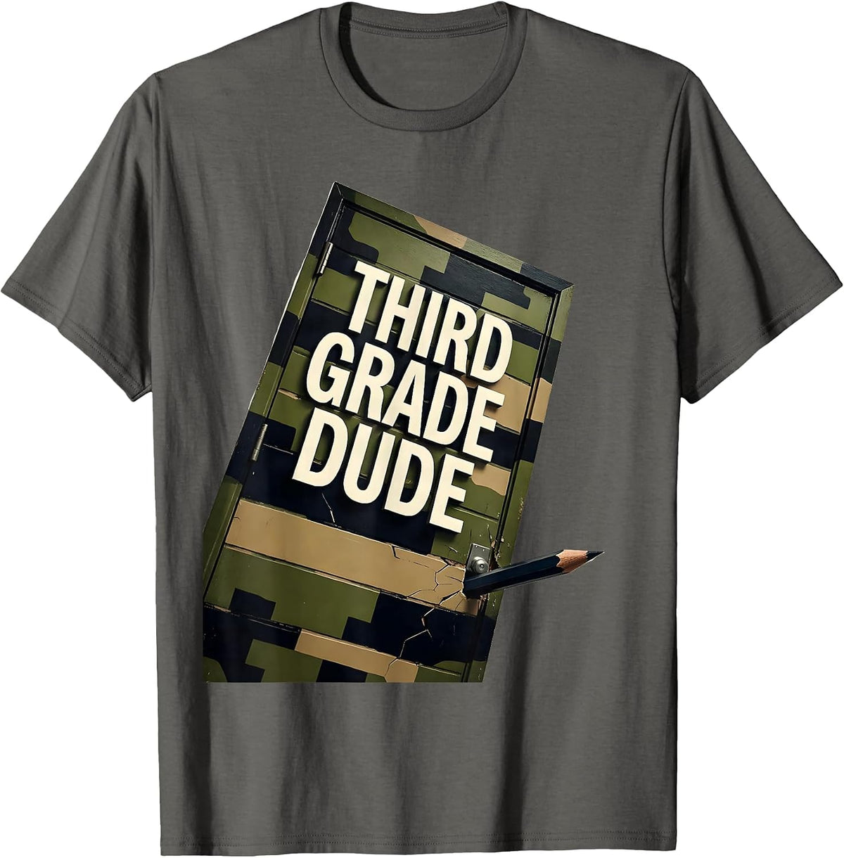 Men's Third Grade Dude Camo Back To School Boys Teacher T-Shirt - Asphalt Grey