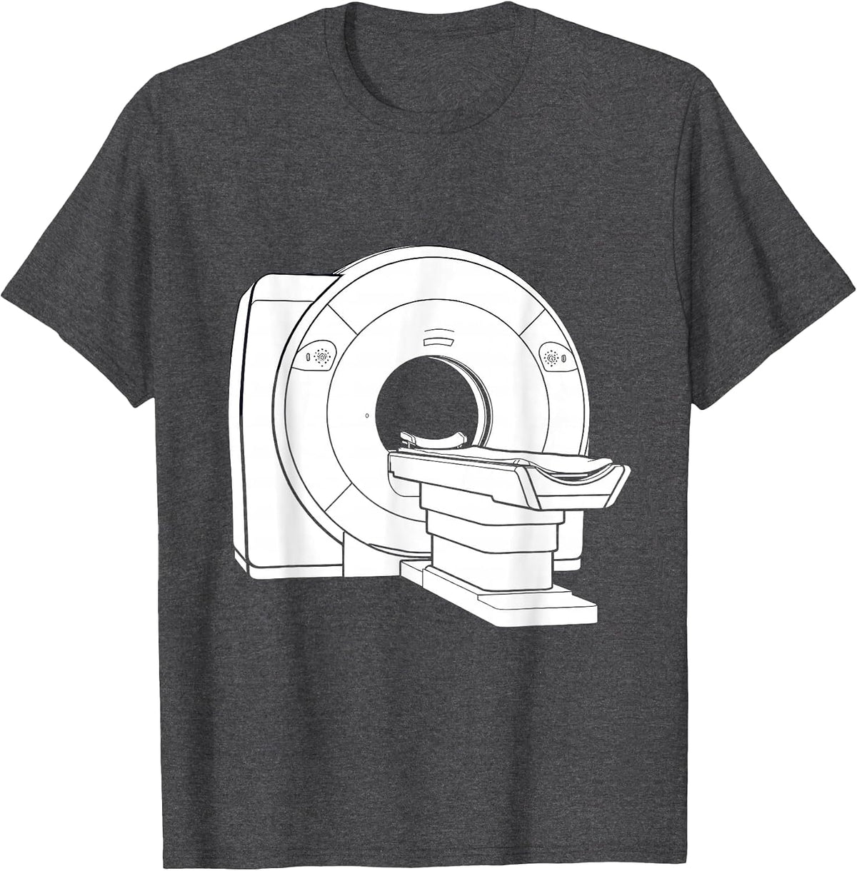 Glowing MRI Machine Dark Room Radiology Design T-Shirt - Dark Heather Grey