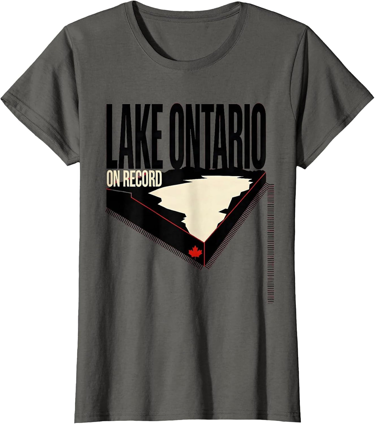 Women's Lake Ontario, On Record Funny Political Satire Lake Renaming T-Shirt - Asphalt Grey