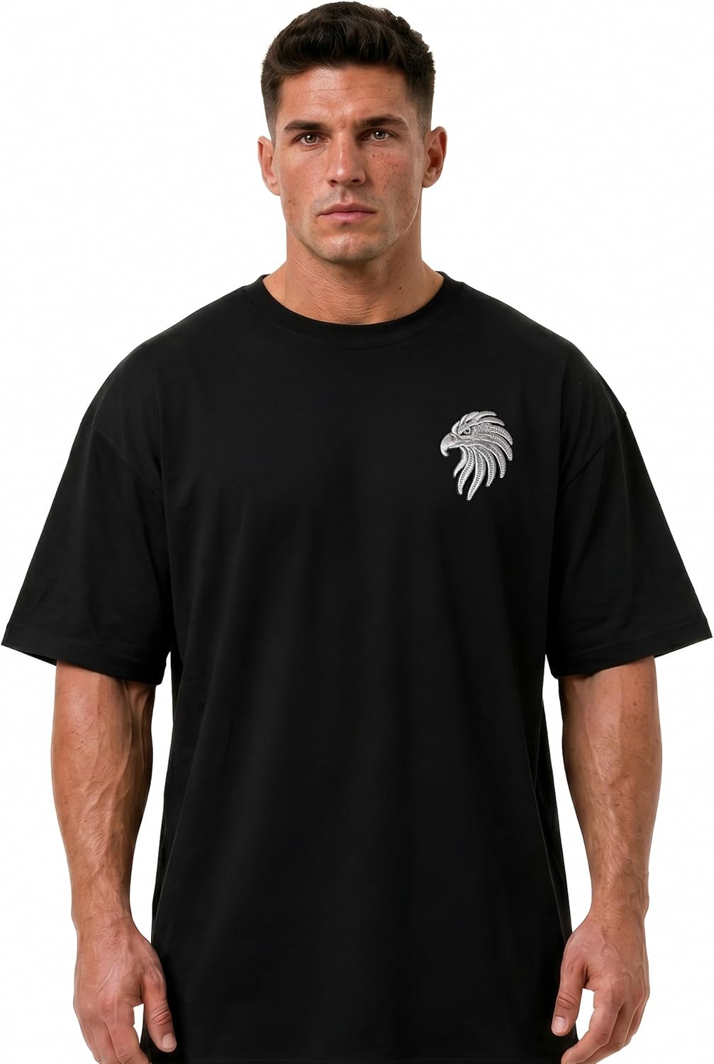 American Eagle Men's Embroidered T-Shirt, 100% Cotton - As Pictured
