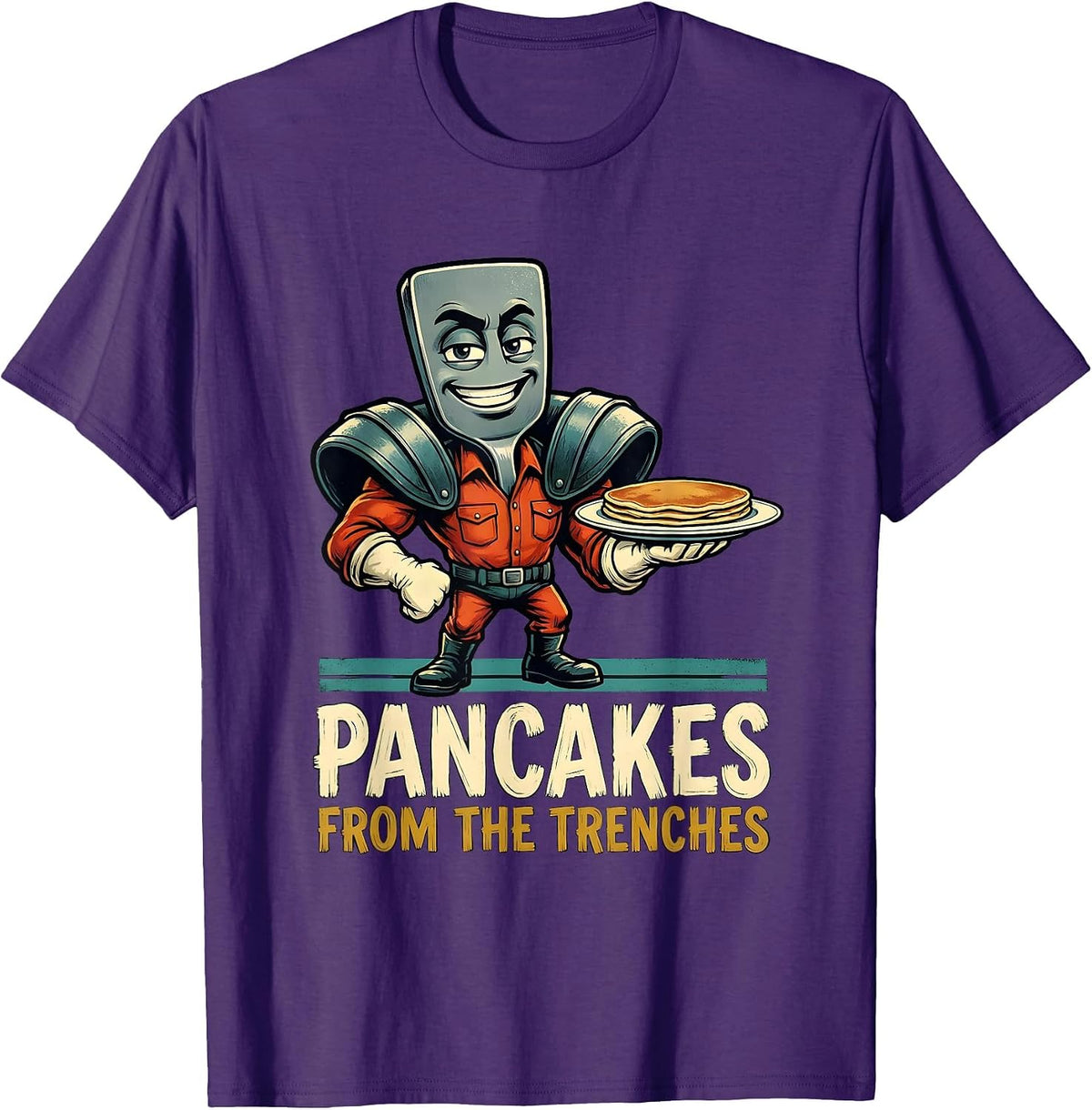 Men's Pancakes From The Trenches Funny Football Lineman Offensive T-Shirt - Purple