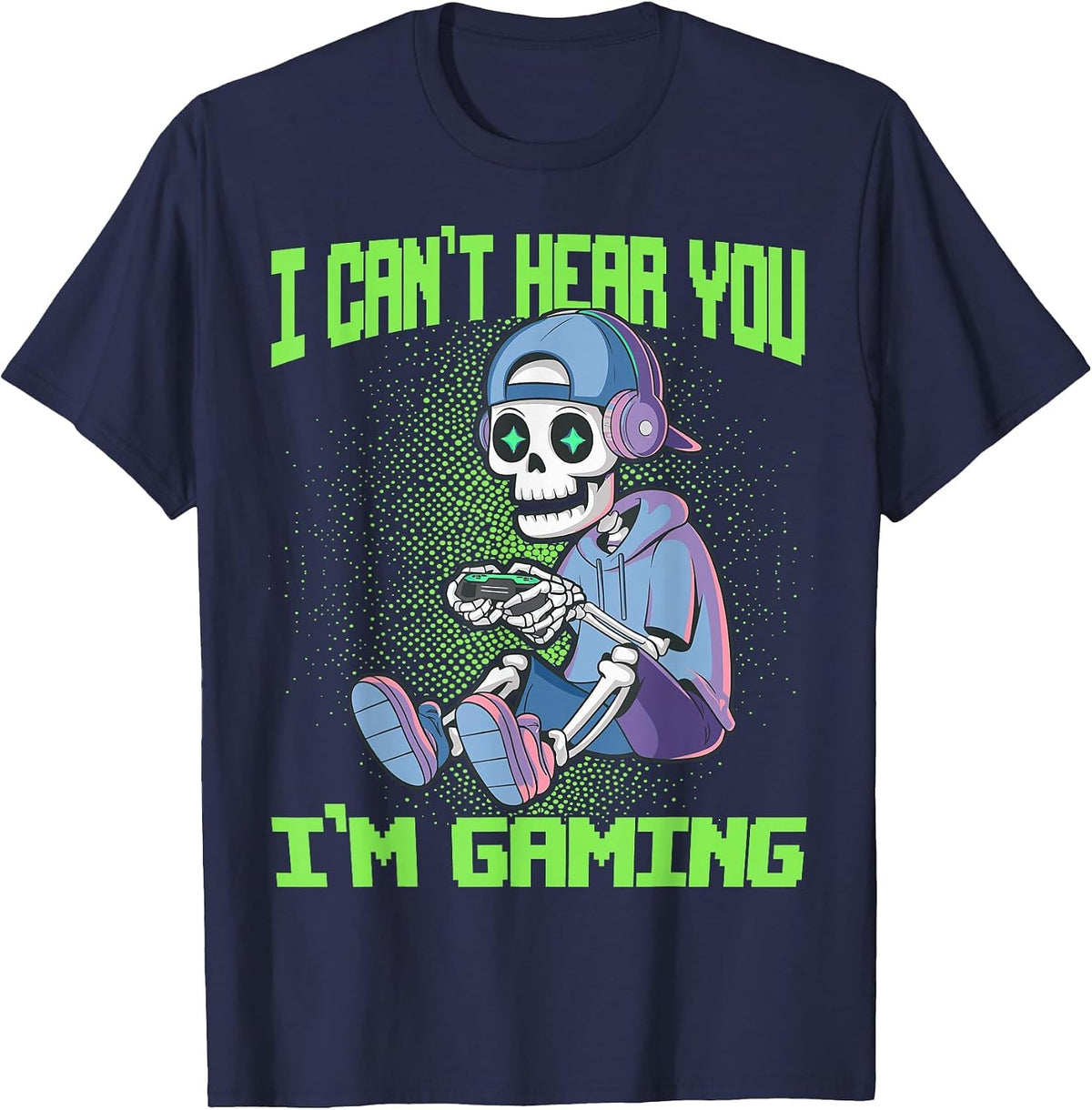 Gamer Skeleton Gaming Video Games T-Shirt - Navy Blue
