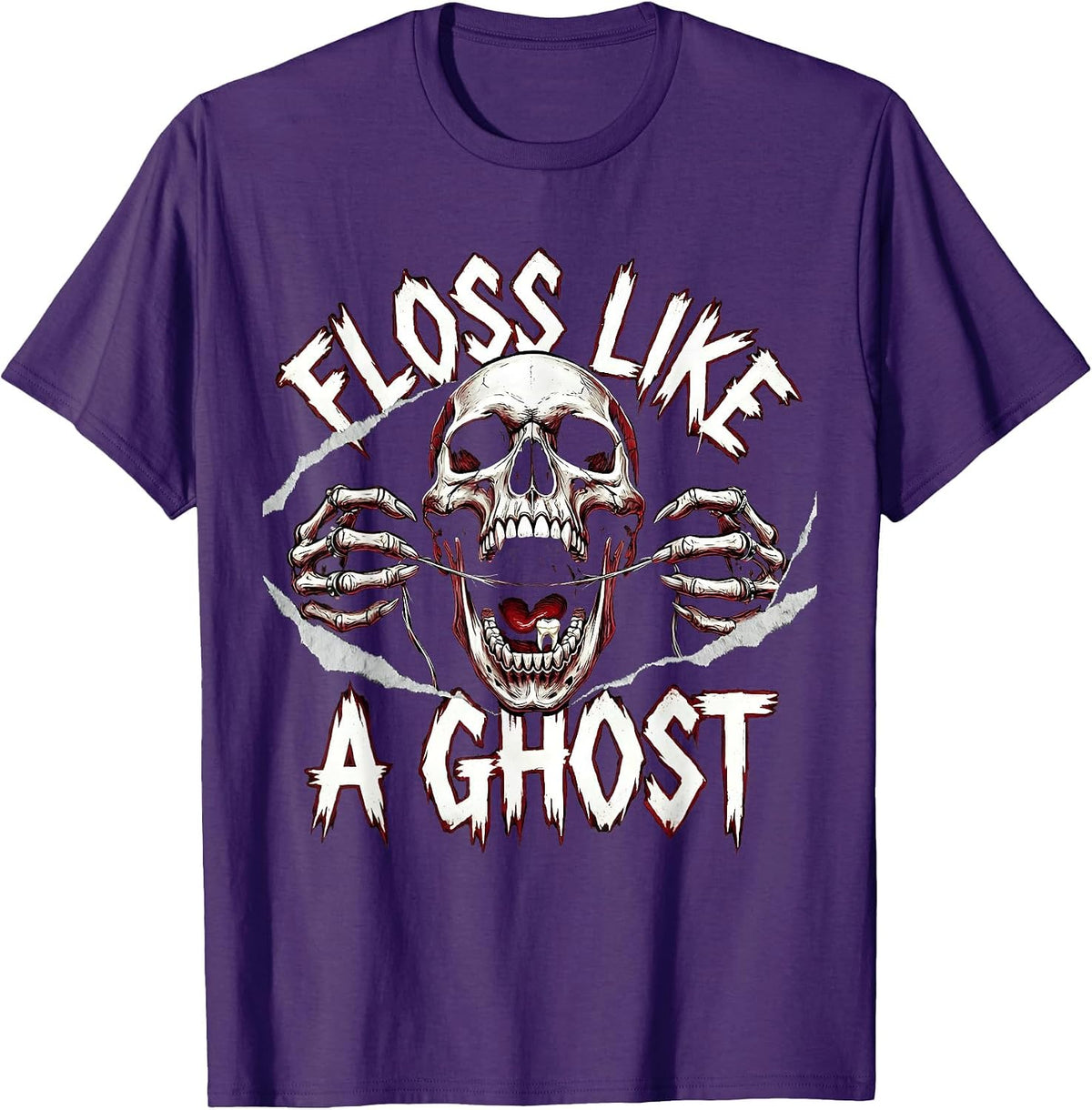 Boo Crew Dentist Floss Like A Ghost Halloween T-Shirt - Purple