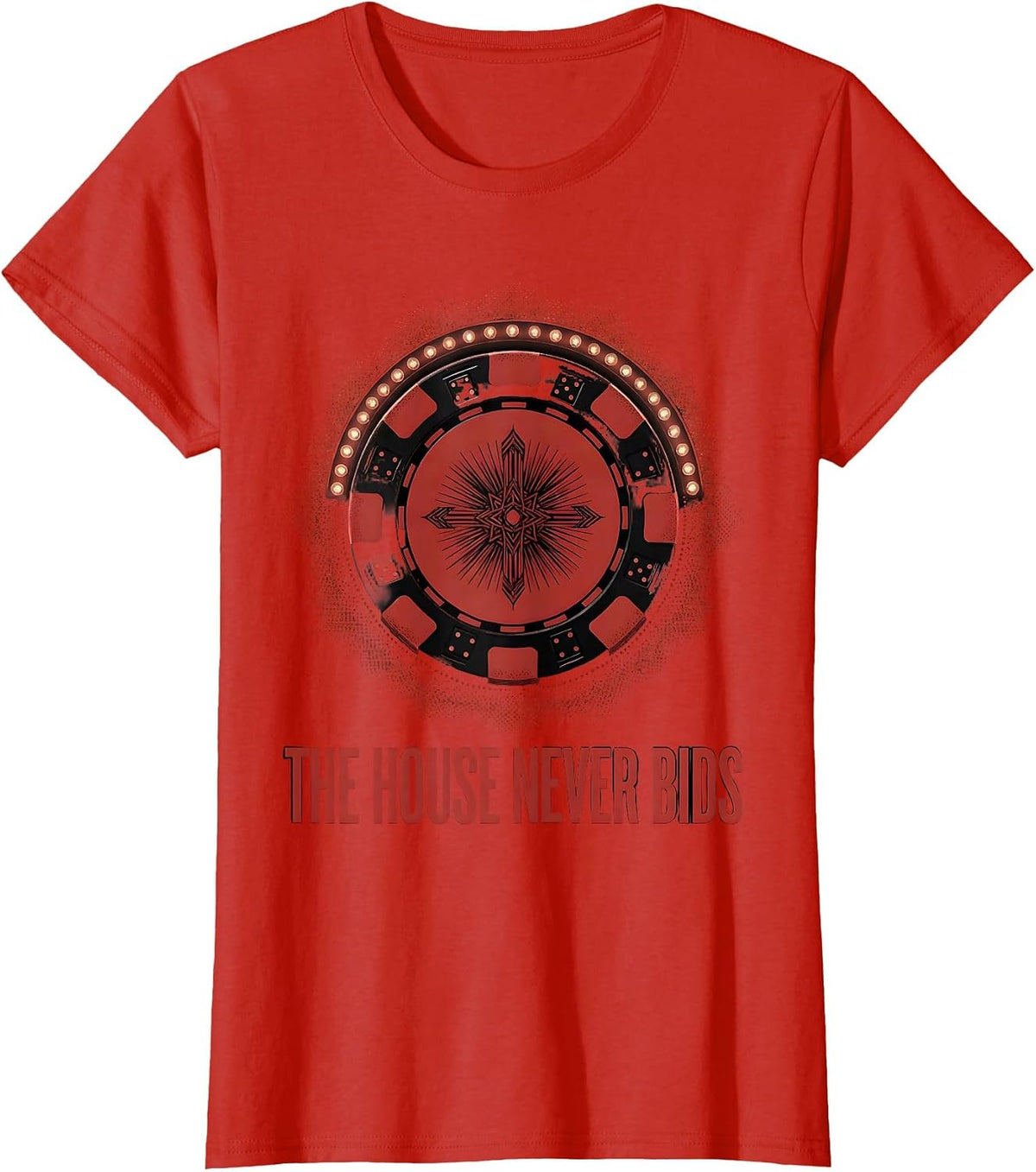 The House Never Bids Vintage Vegas Casino Souvenir T-Shirt - Red