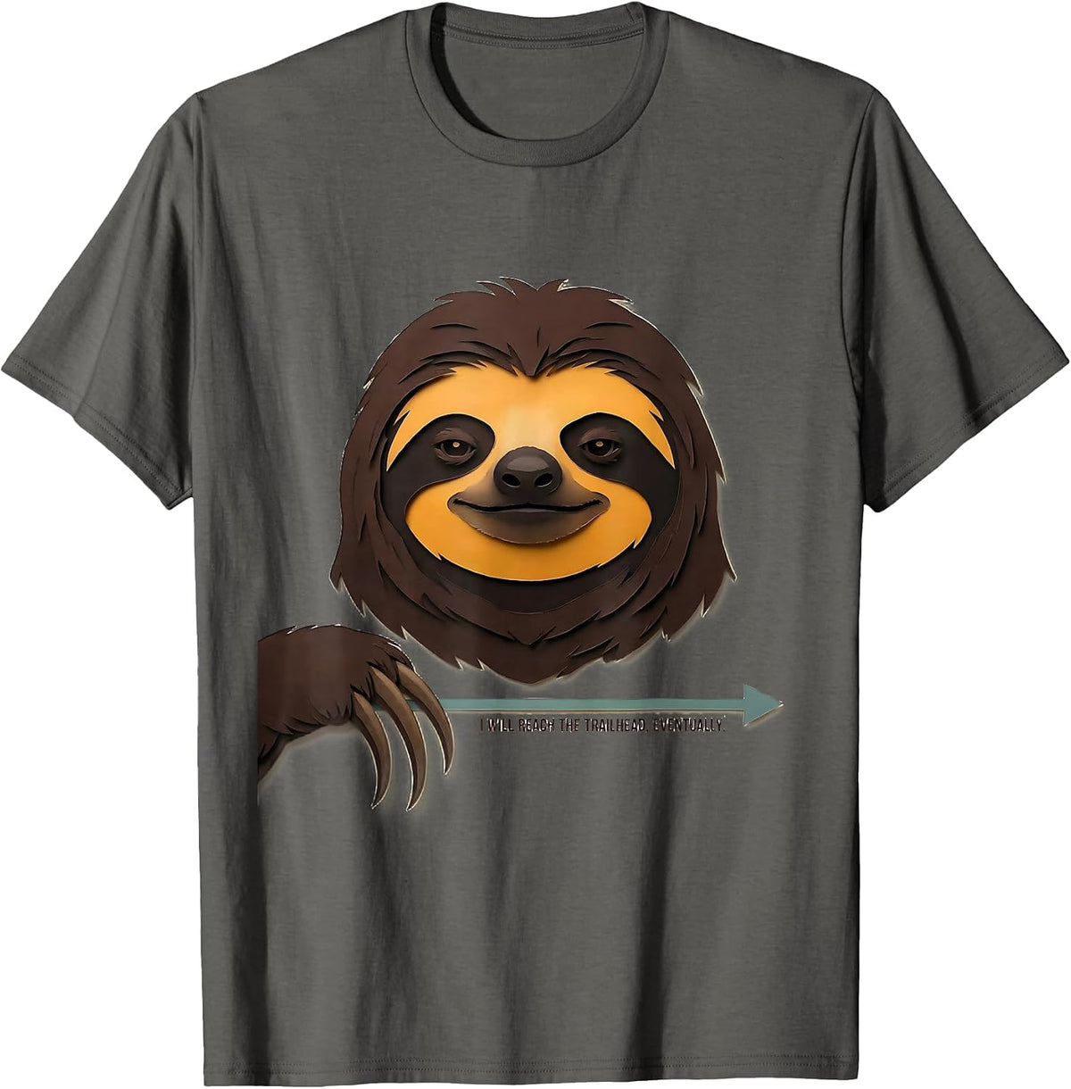 Men's I Will Reach The Trailhead Eventually Funny Sloth Lover T-Shirt - Asphalt Grey