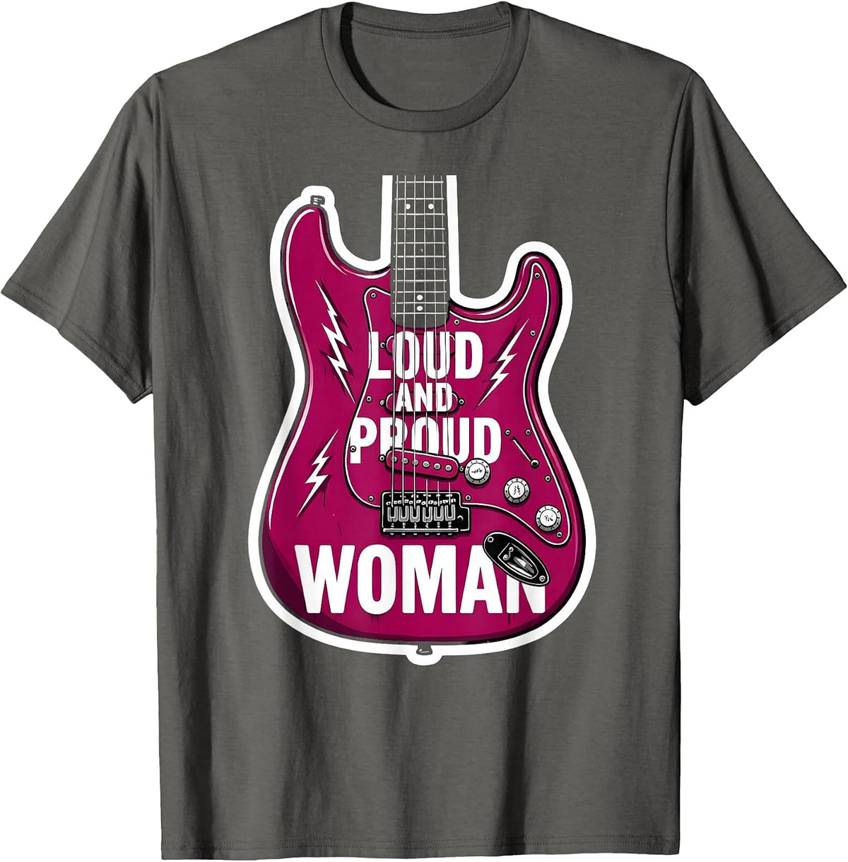 Loud and Proud Woman Rock Music Design T-Shirt - Asphalt Grey