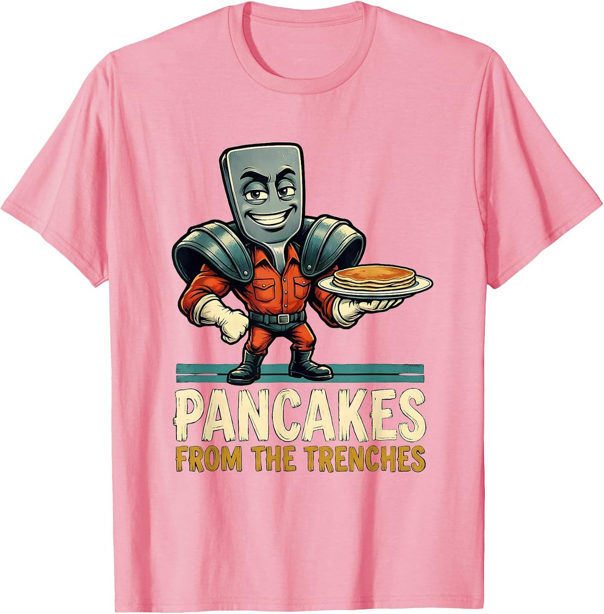 Men's Pancakes From The Trenches Funny Football Lineman Offensive T-Shirt - Pink