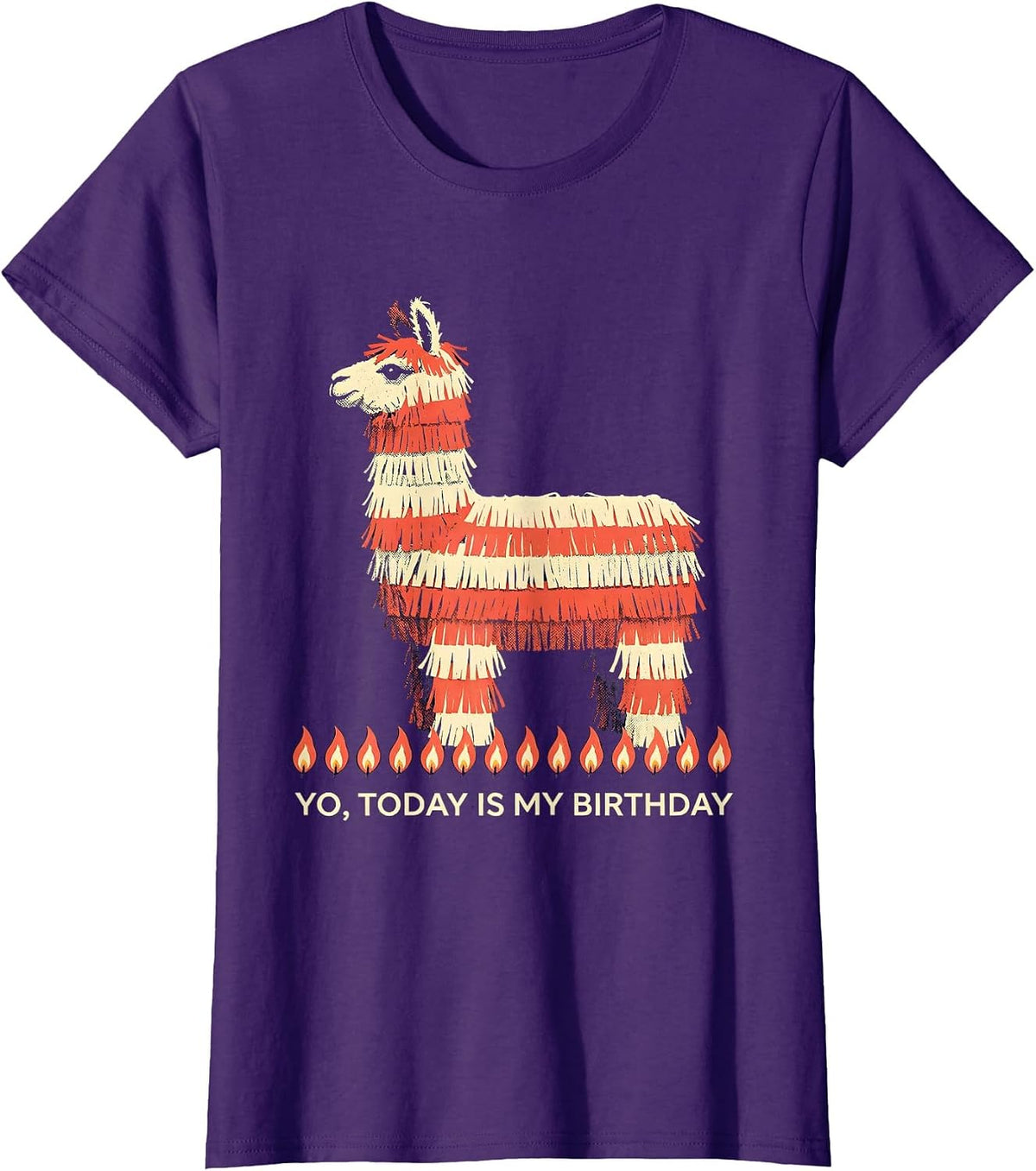 Women's Yo Today Is My Birthday Funny Llama Piñata Birthday Boy T-Shirt - Purple