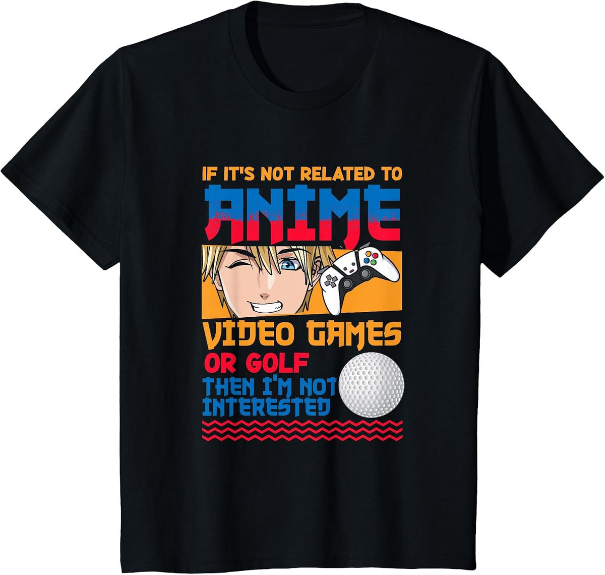 Anime Video Games Golf Japanese Japan Anime Gamer Otaku T-Shirt - Black