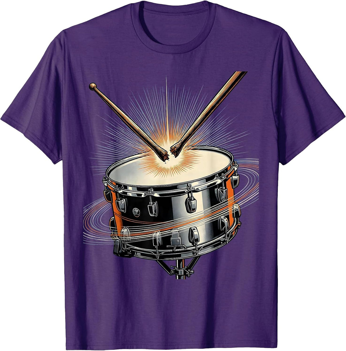Broken Drumstick Snare Drum Drummer Graphic T-Shirt - Purple