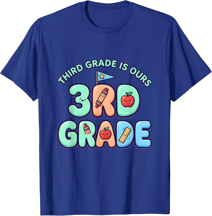 Third Grade Is Ours Cute Kawaii Teacher Back To School T-Shirt - Royal Blue