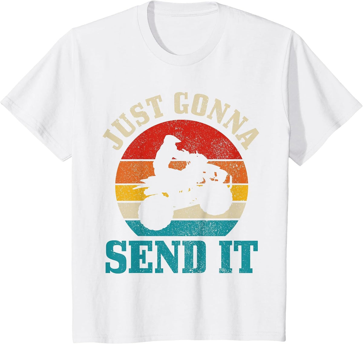 ATV Just Gonna Send It 4 Wheeler Quad Bike Vintage Funny T-Shirt - White