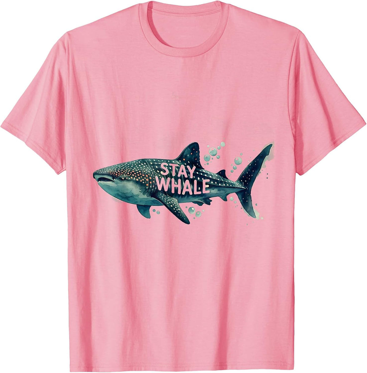 Men's Stay Whale Funny Watercolor Whale Shark Ocean Wildlife Lover T-Shirt - Pink