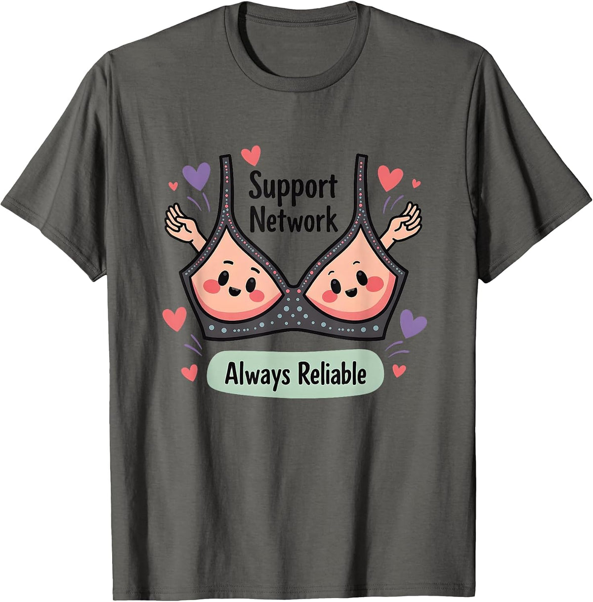Support Network Always Reliable Tech Design T-Shirt - Asphalt Grey