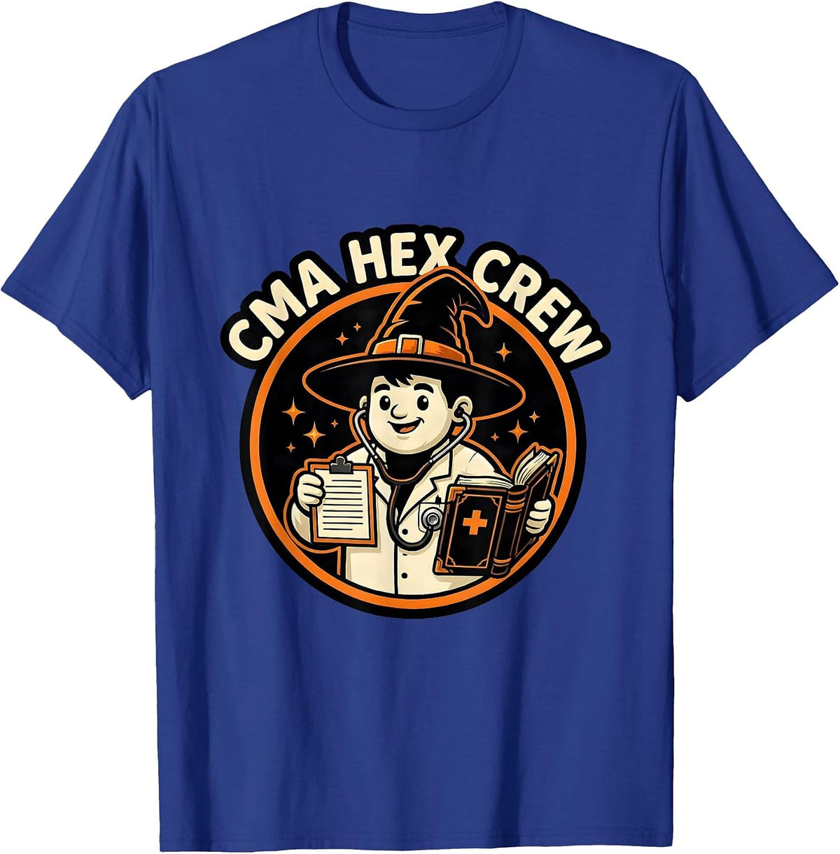 CMA Hex Crew Cartoon Halloween Nurse Healthcare Humor T-Shirt - Royal Blue