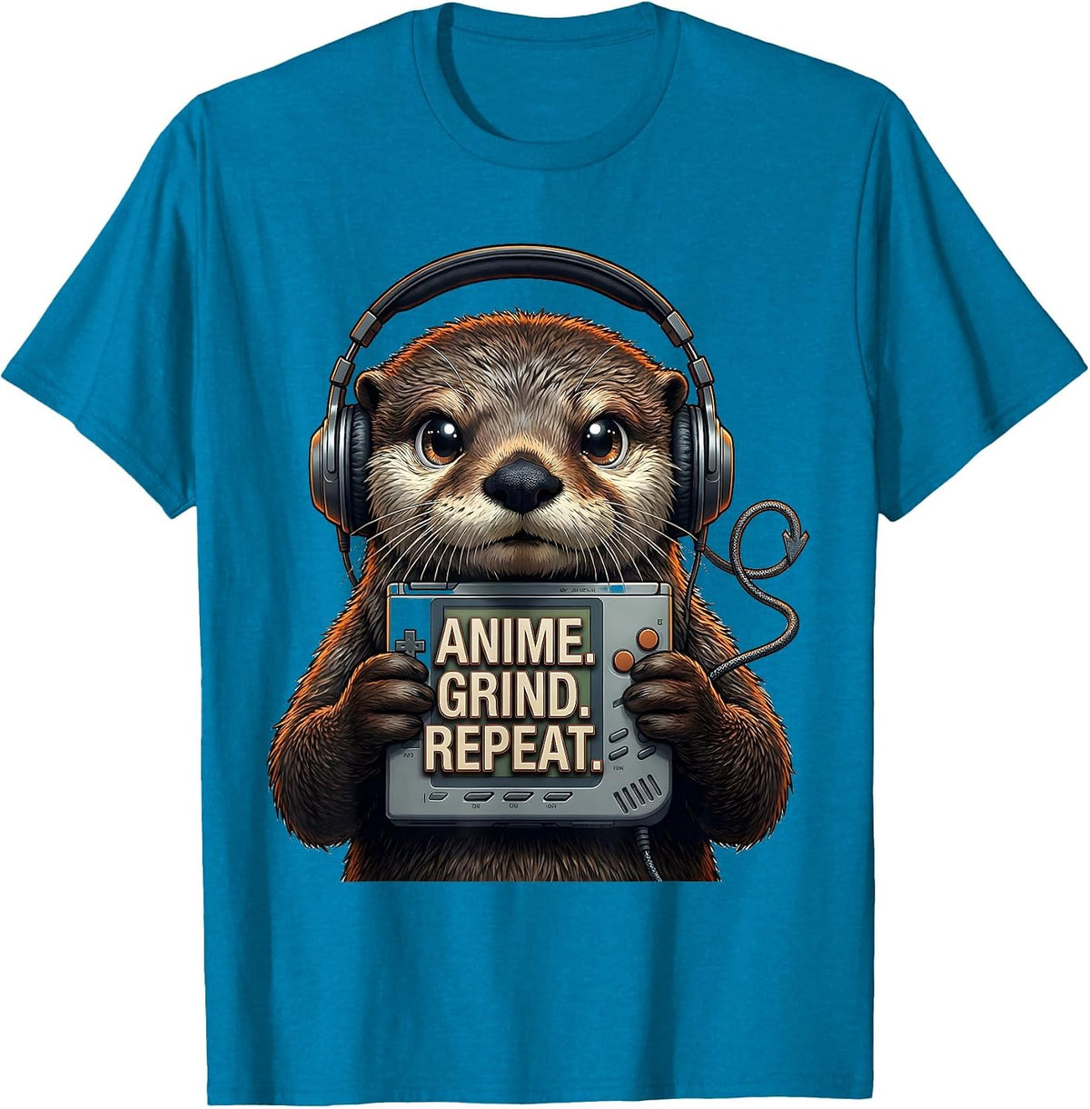 Anime Grind Repeat Anime Gamer Mascot Otaku Novelty Gift T-Shirt - Sapphire Blue