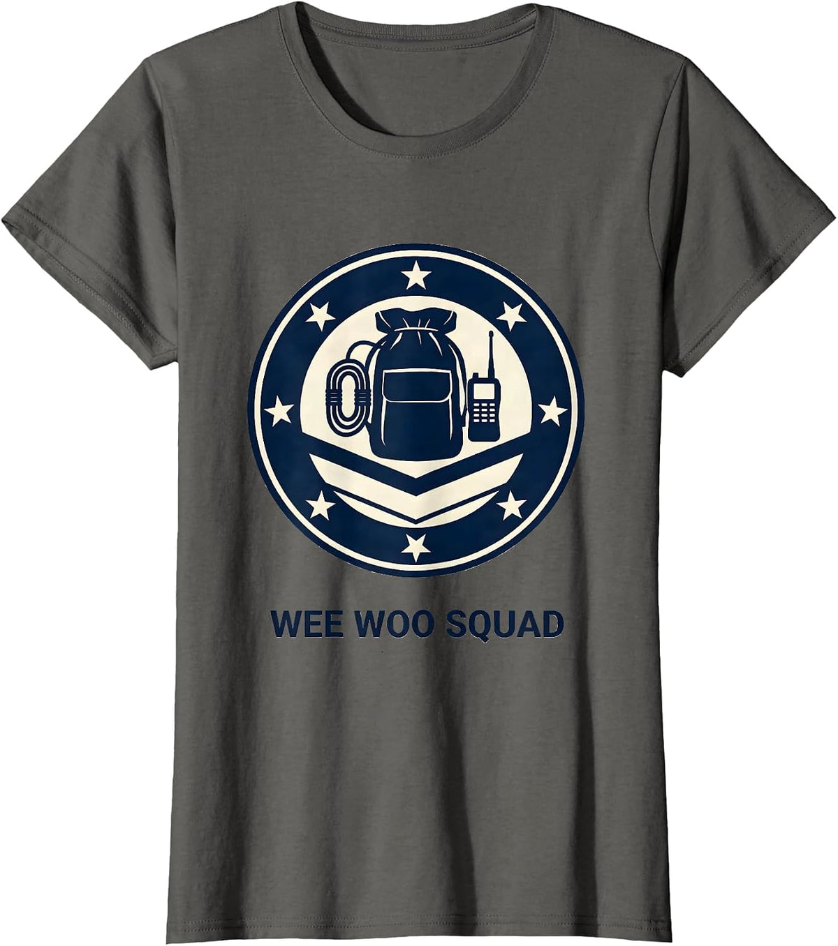Women's Wee Woo Squad EMS Paramedic EMT Crew Gag Humor T-Shirt - Asphalt Grey