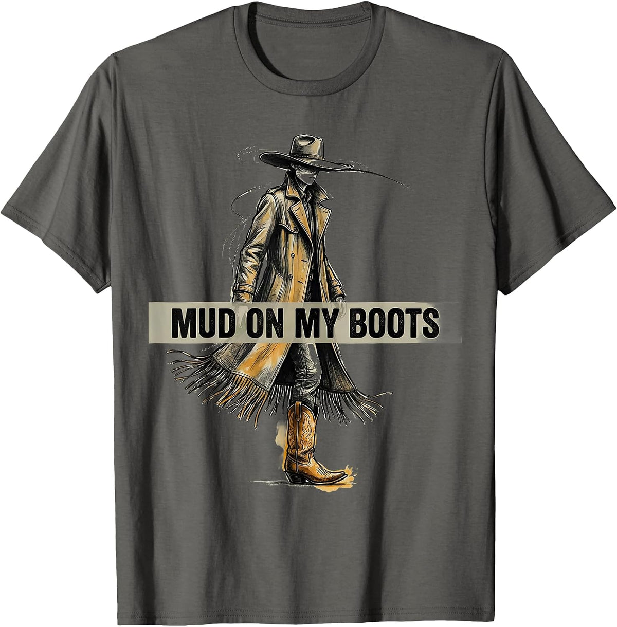 Men's Mud On My Boots Country Roots Design T-Shirt - Asphalt Grey
