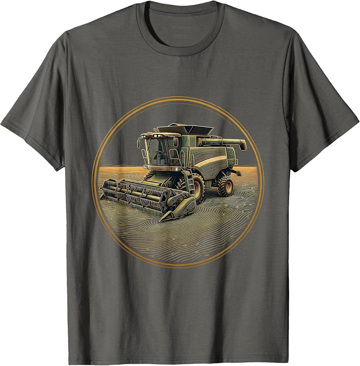 Men's Nebraska Vintage Combine Harvester Wheat Field T-Shirt - Asphalt Grey