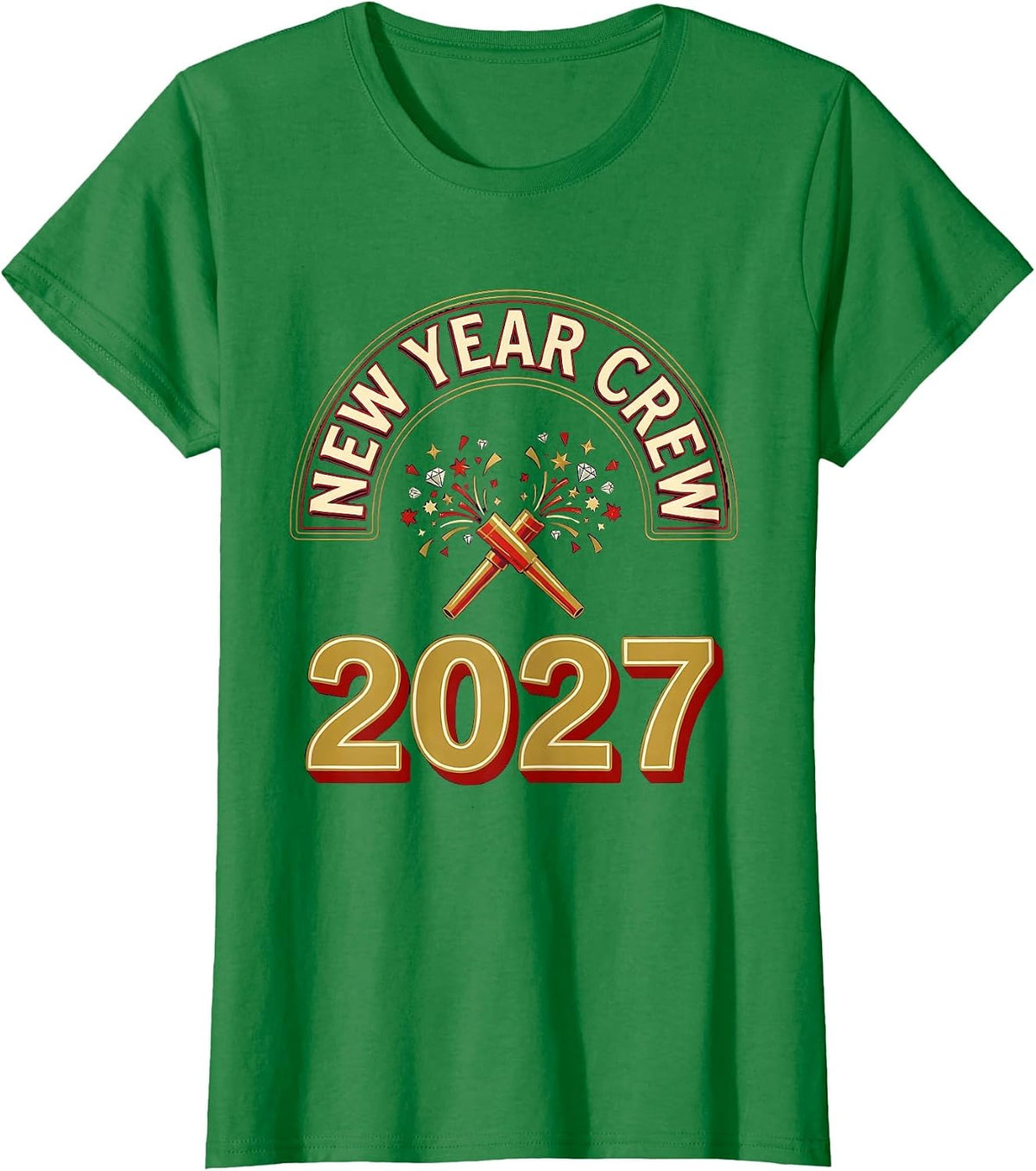 Women's New Year Crew 2027 Festive Party Family Matching Celebration T-Shirt - Kelly Green